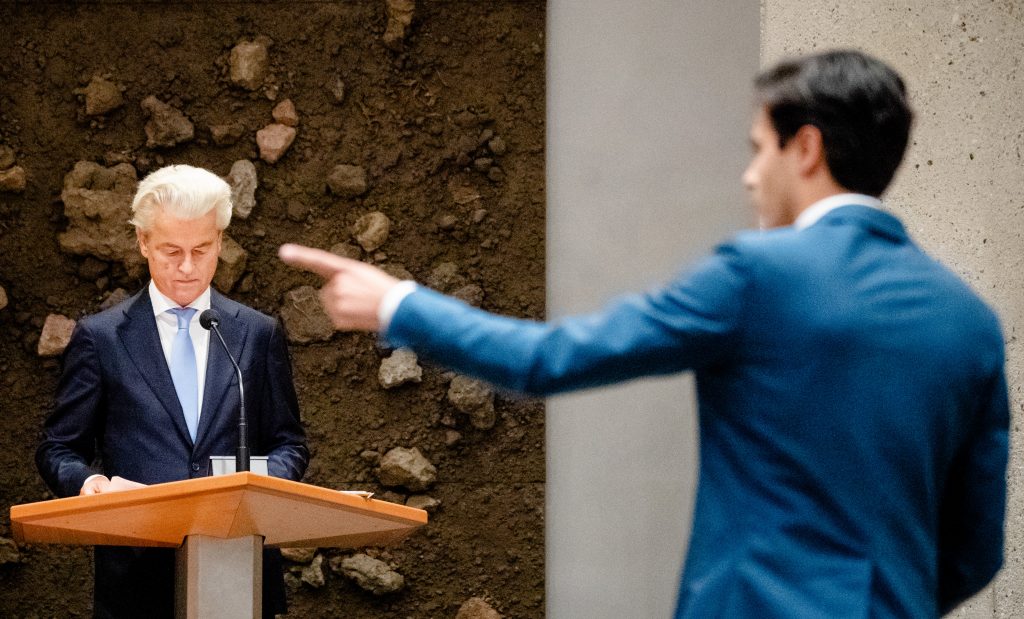Geert Wilders (PVV) en Rob Jetten (D66) tijdens de eerste dag van de Algemene Politieke Beschouwingen.