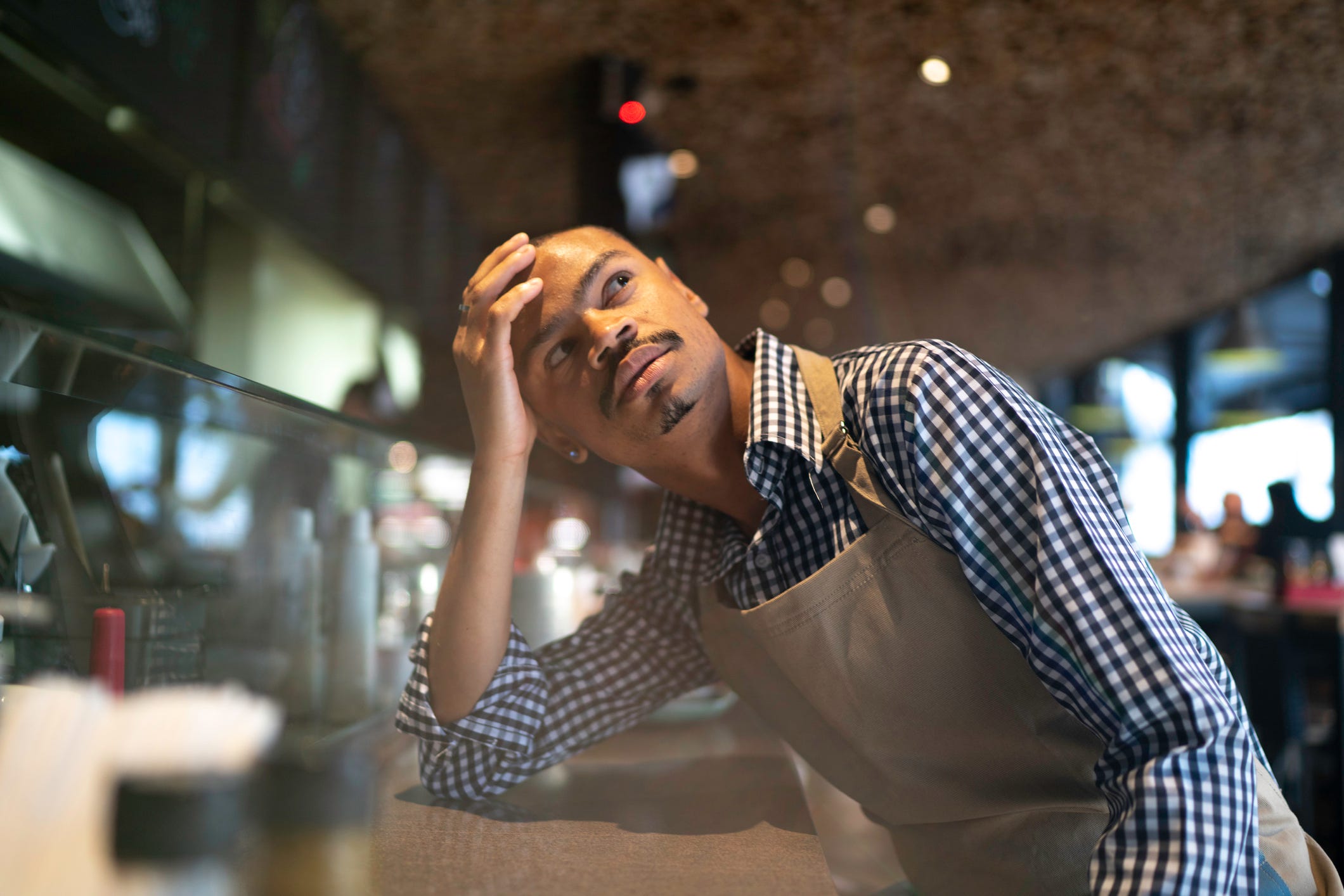 sad waiter barista