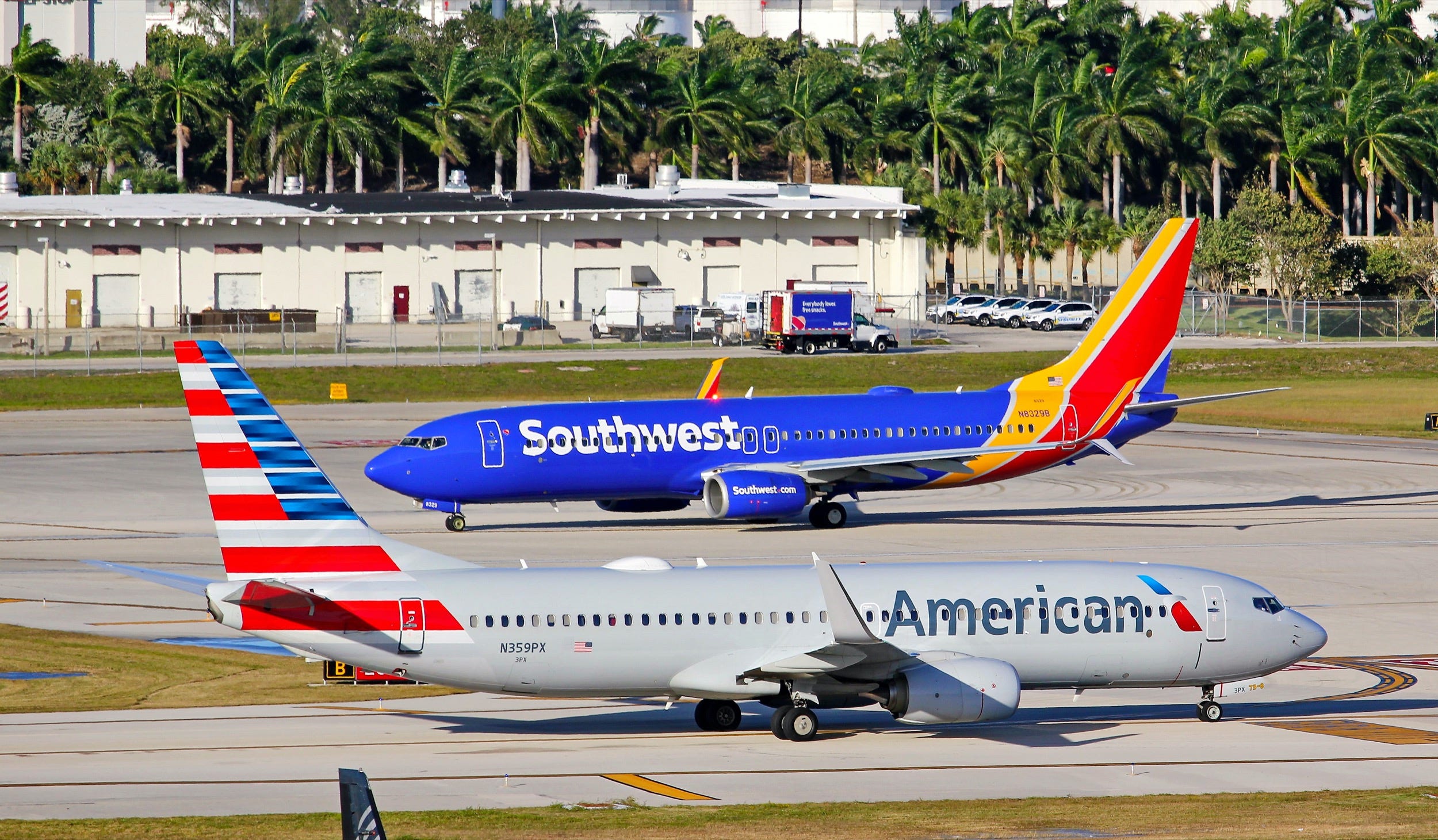 American Airlines and Southwest Airlines planes
