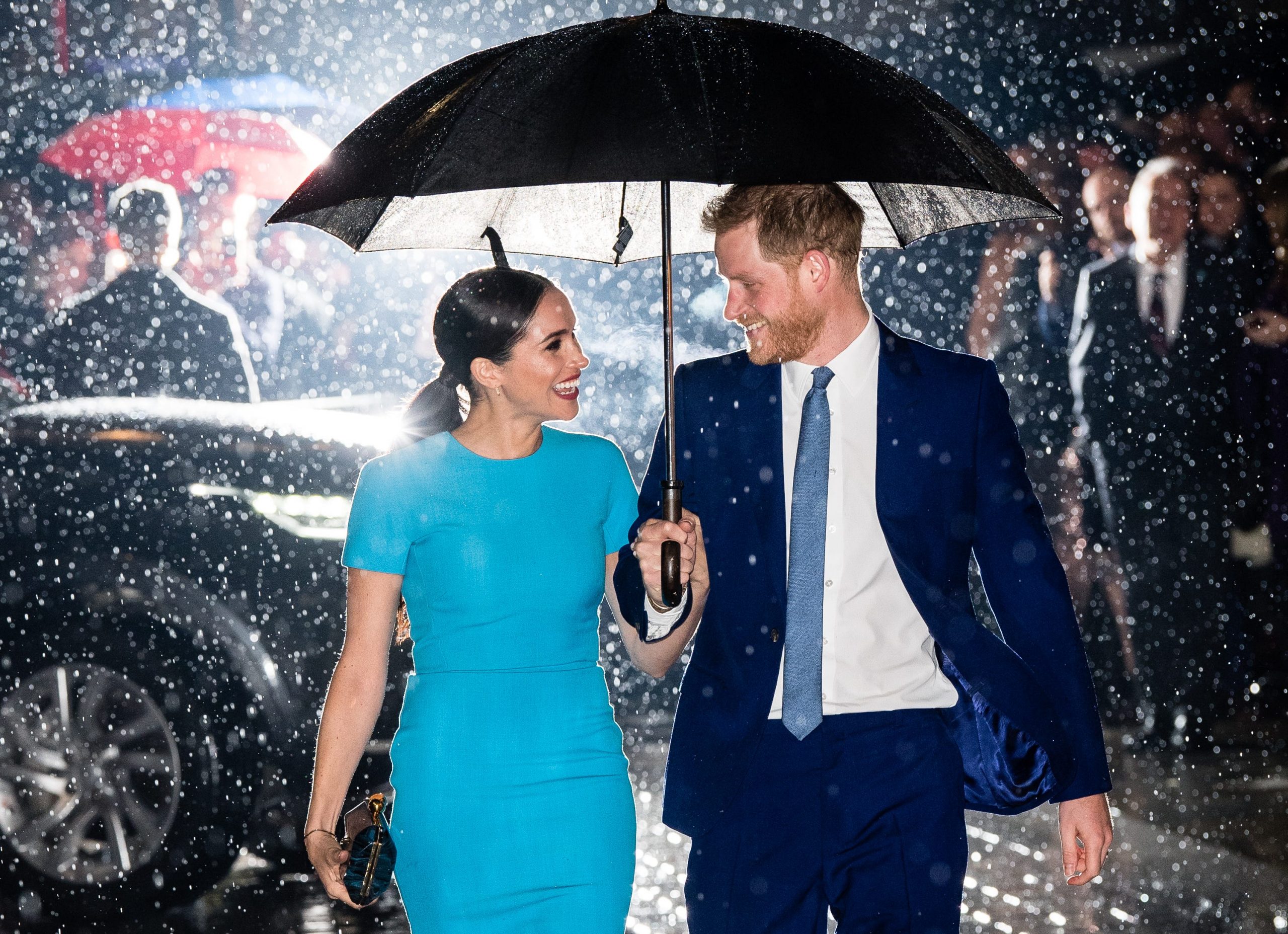 prince harry meghan markle rain