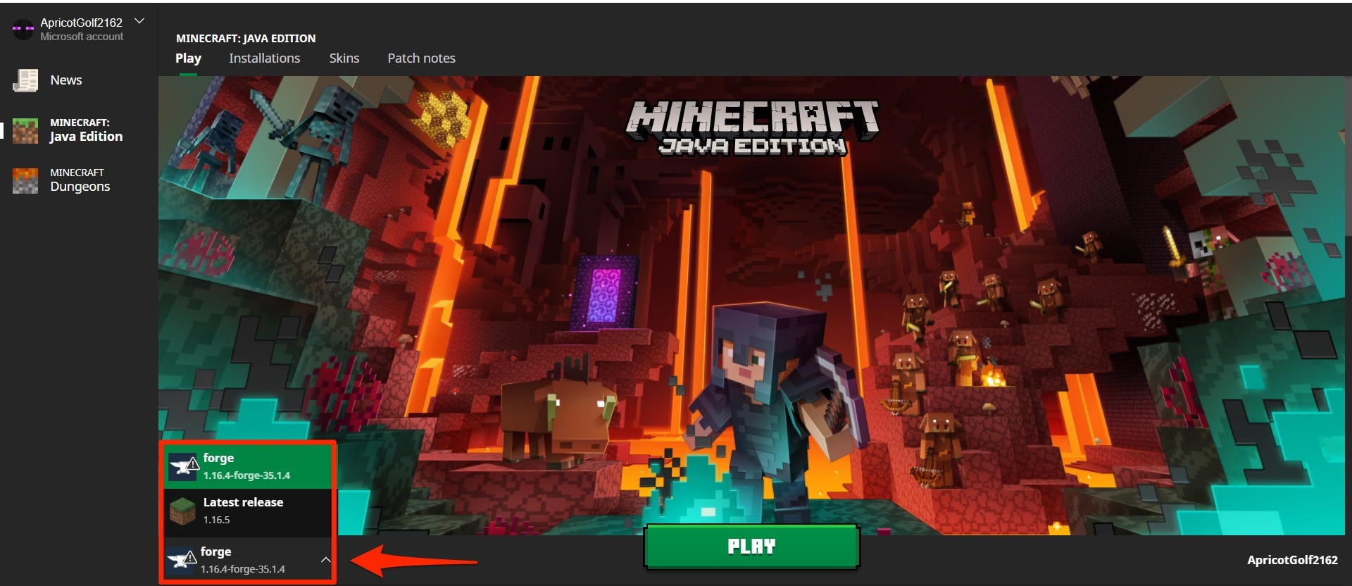 The Minecraft Launcher.
