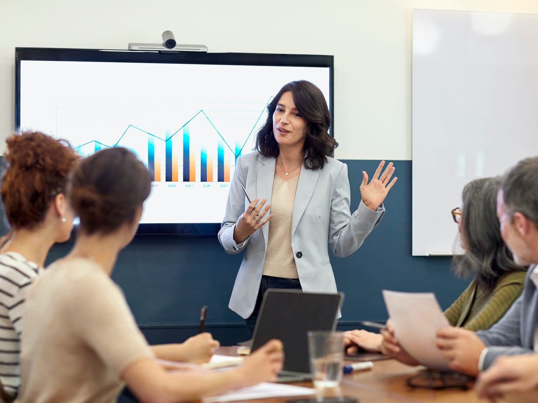 woman giving presentation