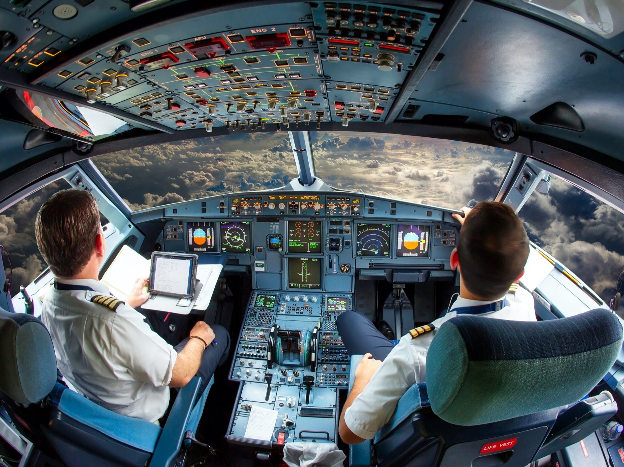 Pilots in cockpit