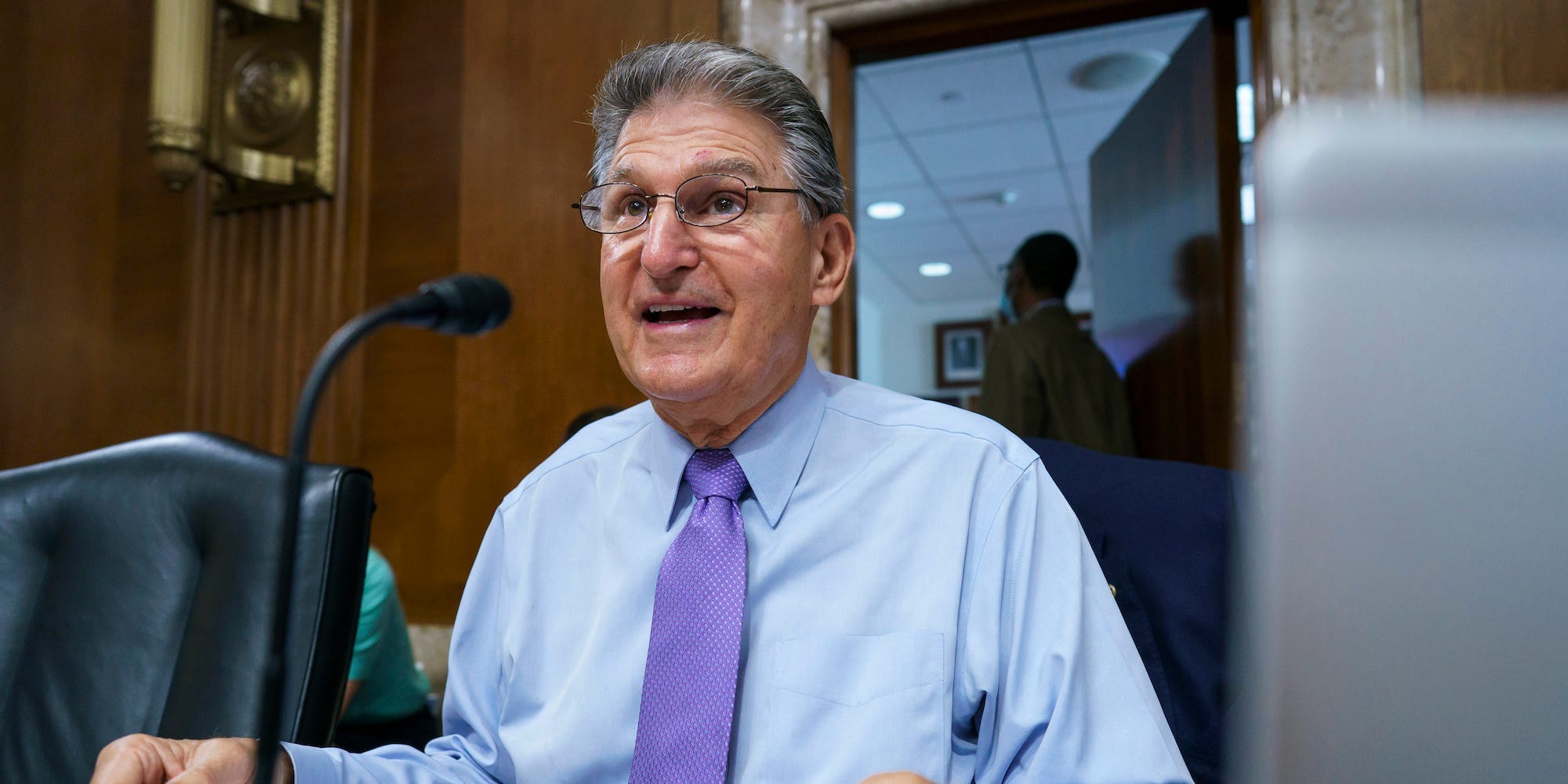 Democratic Sen. Joe Manchin of West Virginia at a Senate Energy and Natural Resources Committee hearing on August 5, 2021.