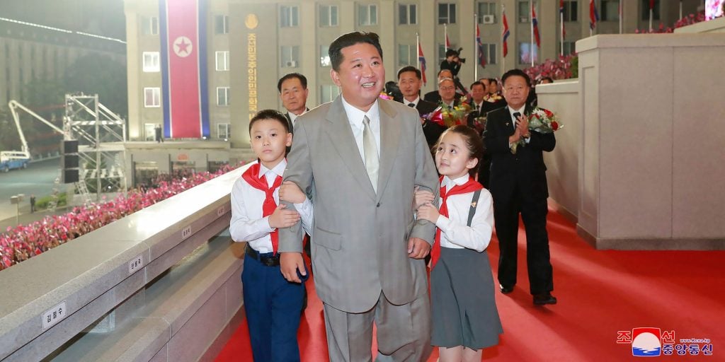 Kim Jong Un at a celebration of North Korea's 73rd anniversary, at Kim Il Sung Square in Pyongyang, September 9, 2021.