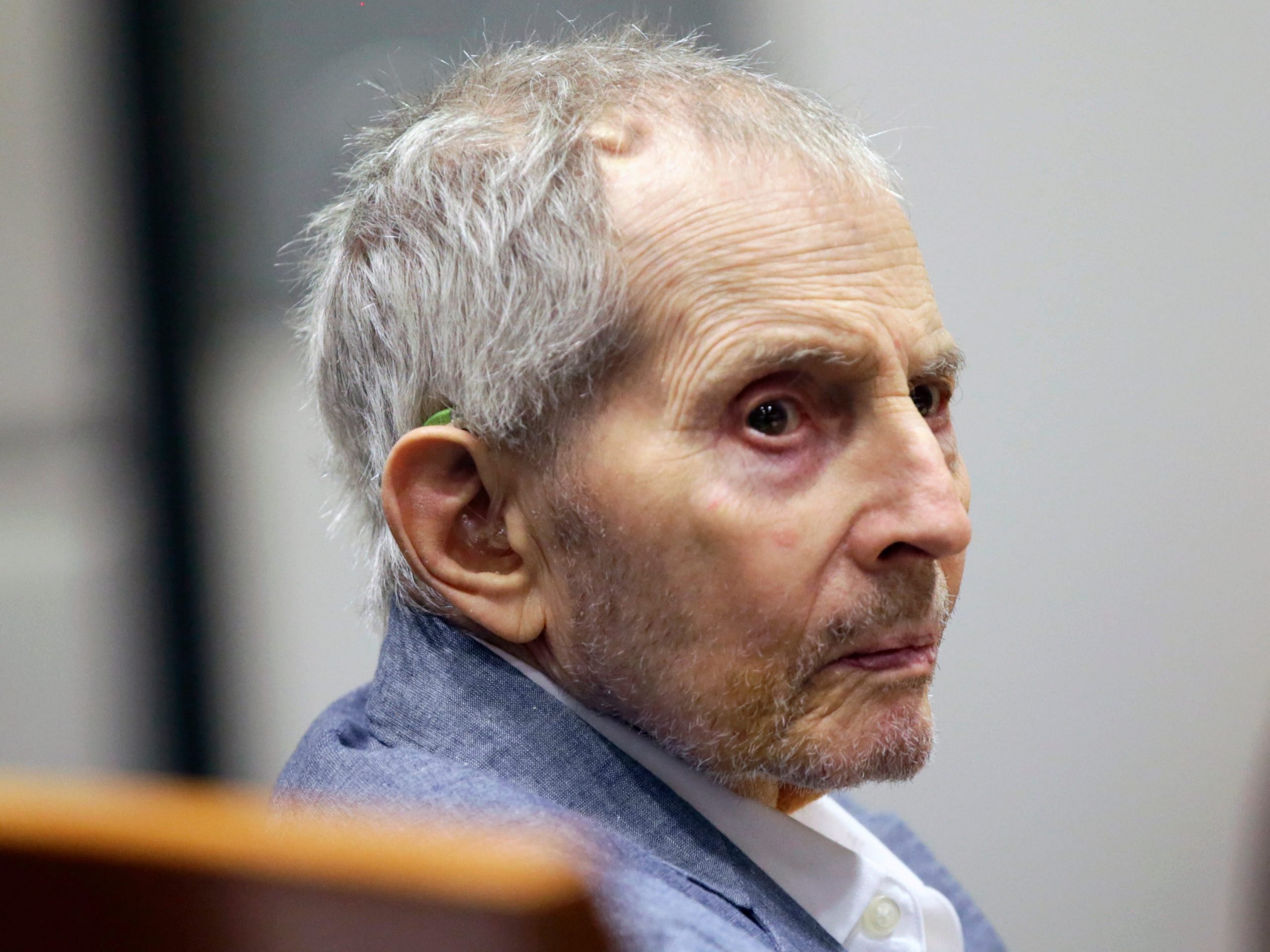 Real estate heir Robert Durst looks over during his murder trial on March 10, 2020 in Los Angeles, California.