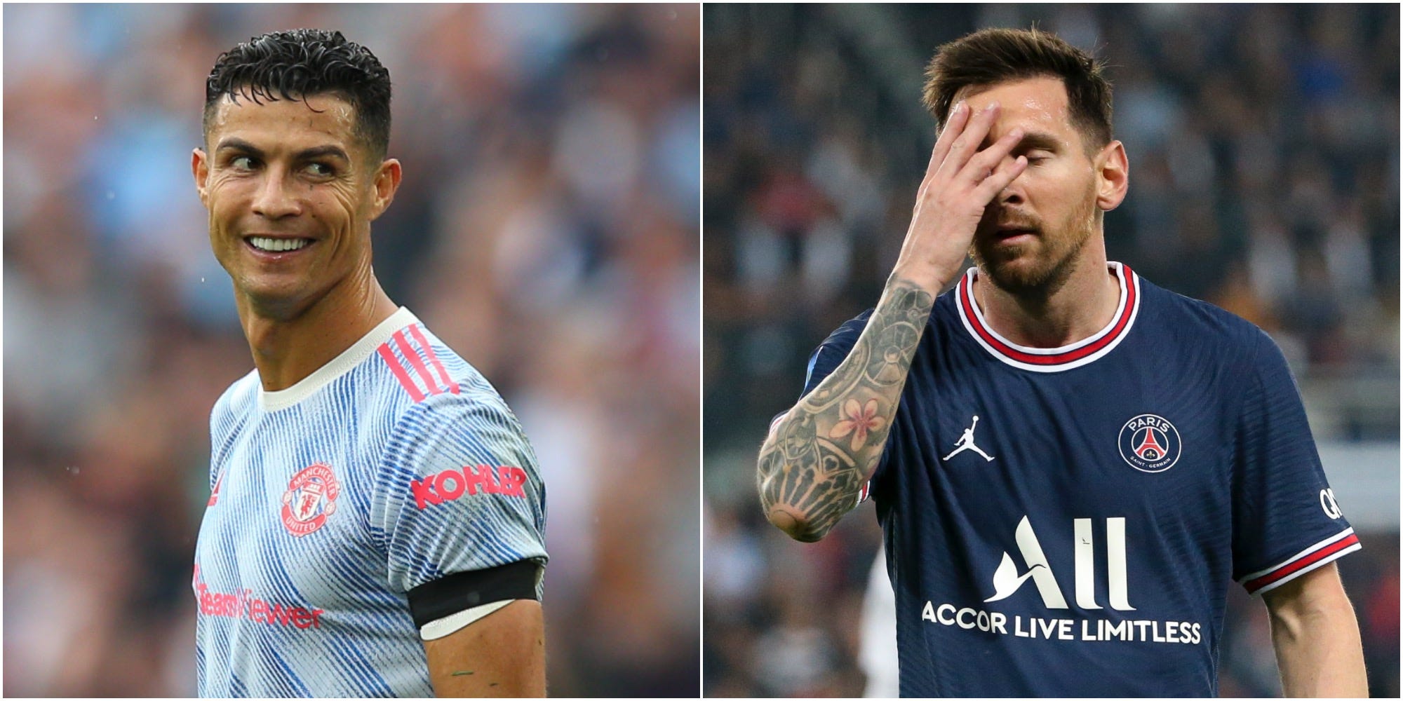 Ronaldo looks happy, Messi dejected