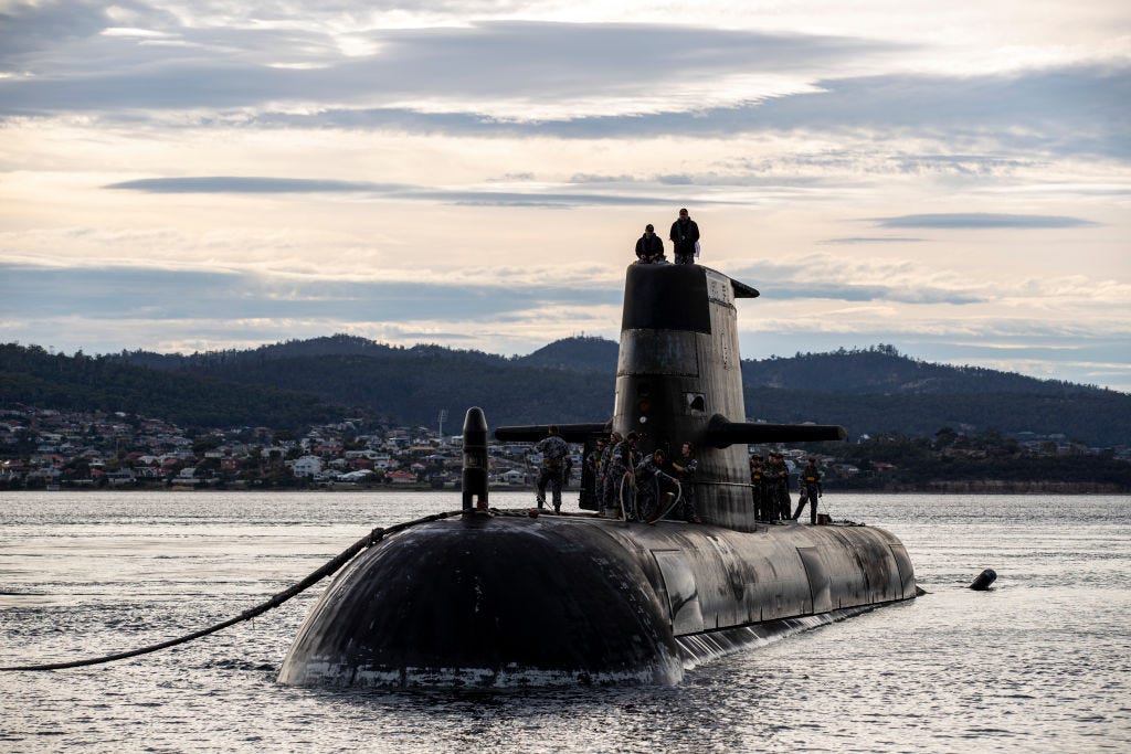 Royal Australian Navy submarine HMAS Sheean arrives for a logistics port visit on April 1, 2021 in Hobart, Australia