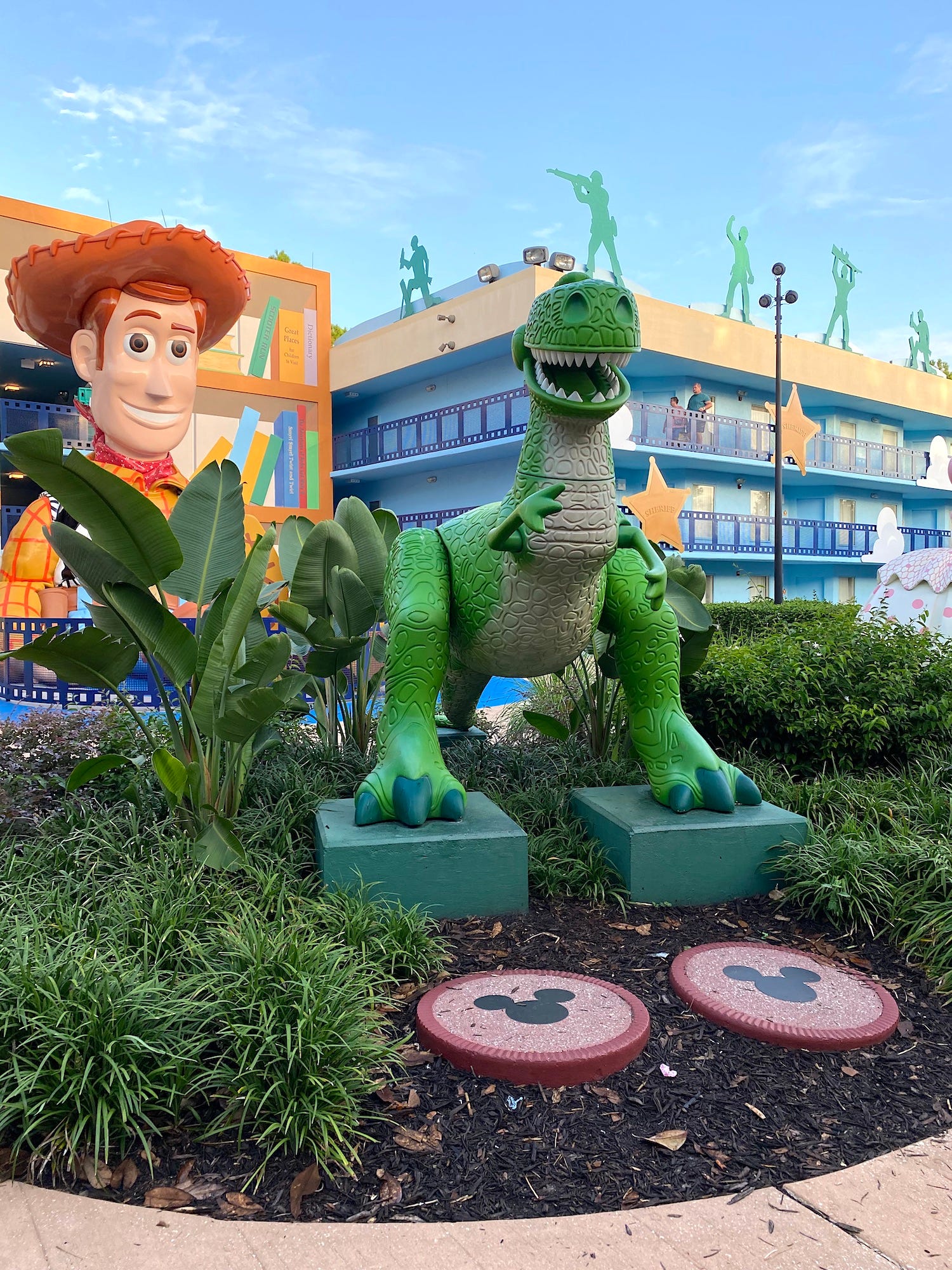 Character statues at Disney World's All-Star Movies resort.