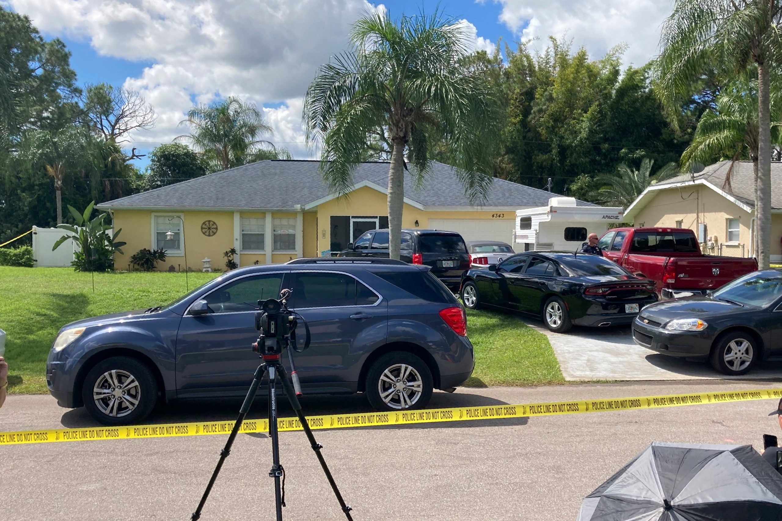 Police tape blocks off the home of the Laundrie family in North Port, Fla., Monday, Sept. 20, 2021.