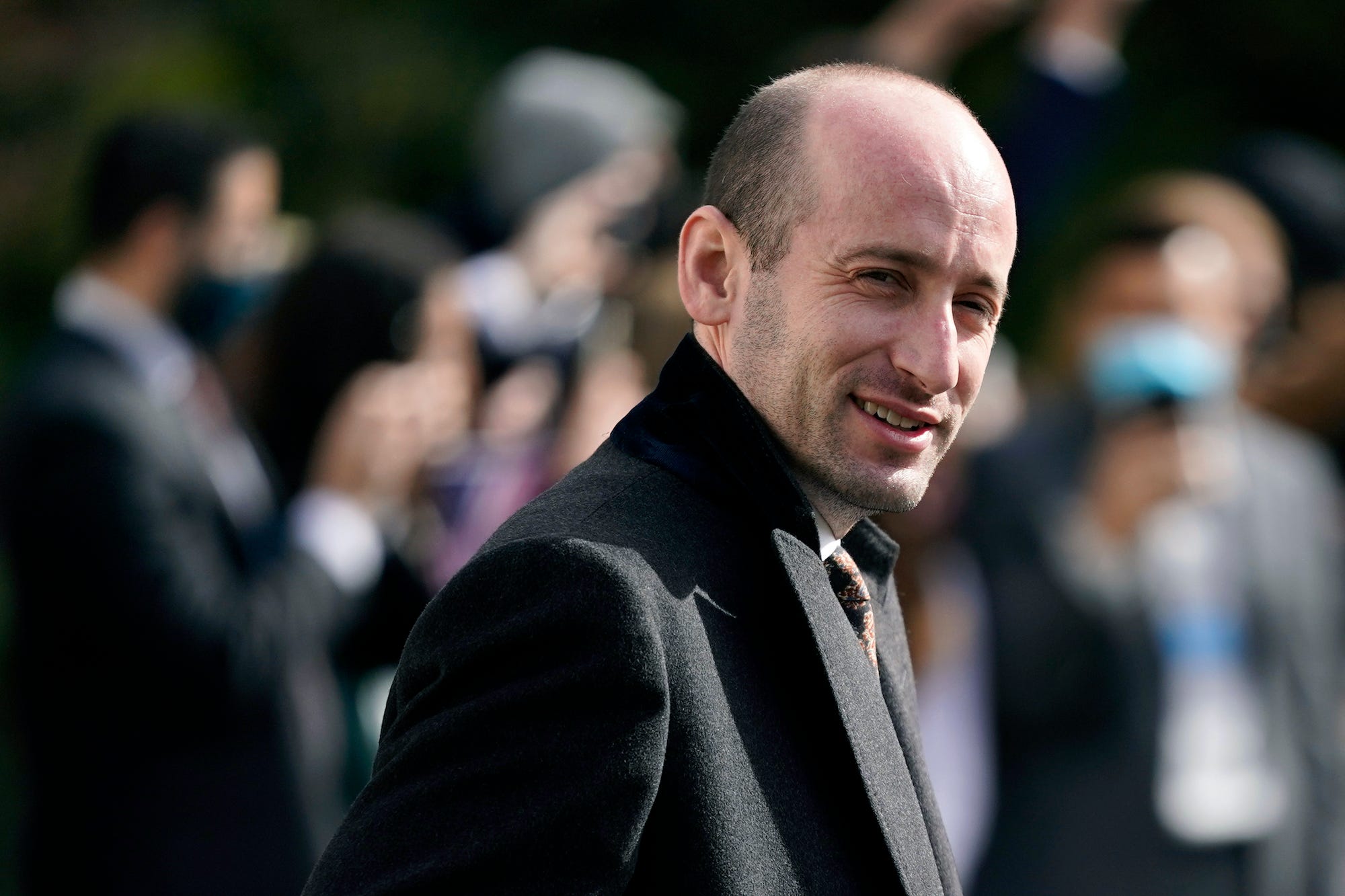 Stephen Miller walks on the South Lawn of the White House in Washington in 2020.