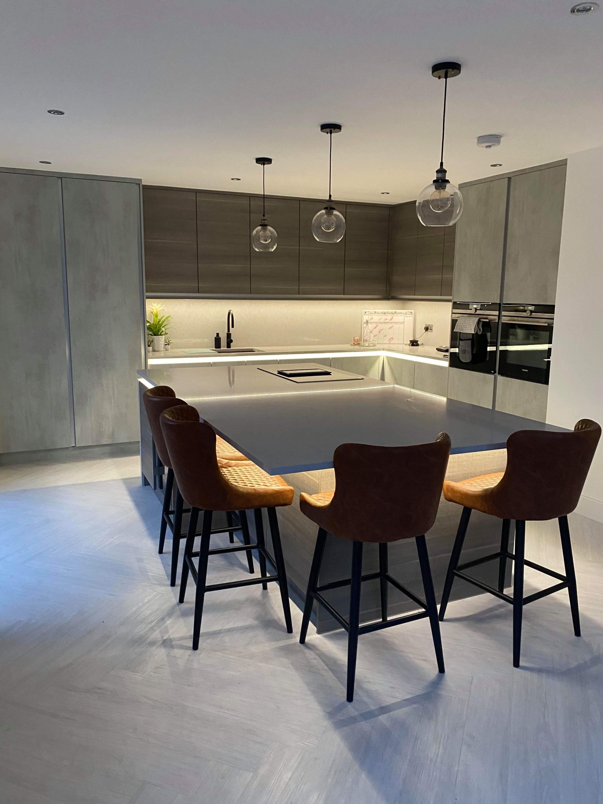 The kitchen at the newly renovated 1930s home of the Cunliffe's.