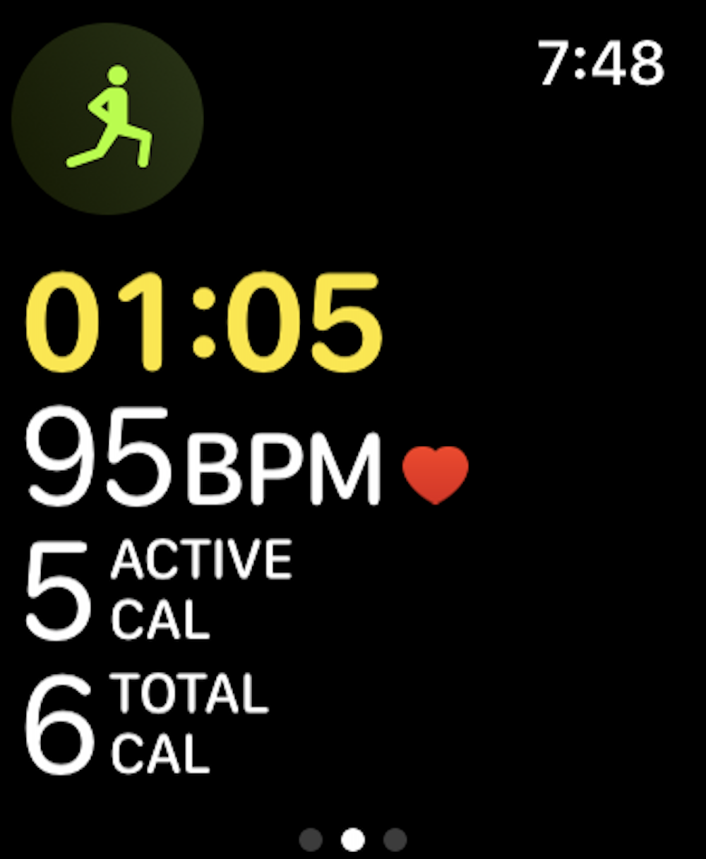Heart rate information on Apple Watch during a workout