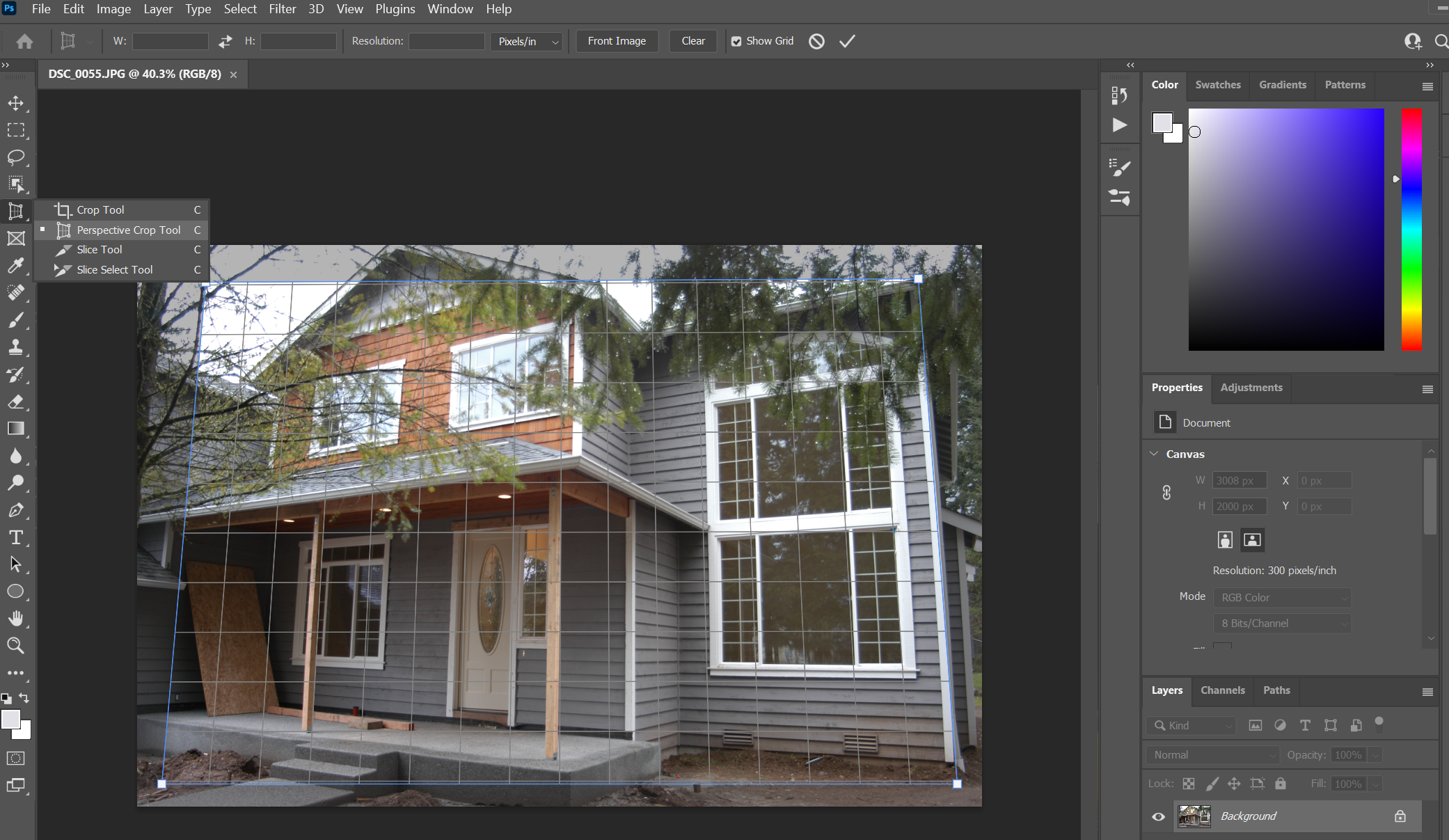 Screenshot of the Perspective Crop tool in Photoshop