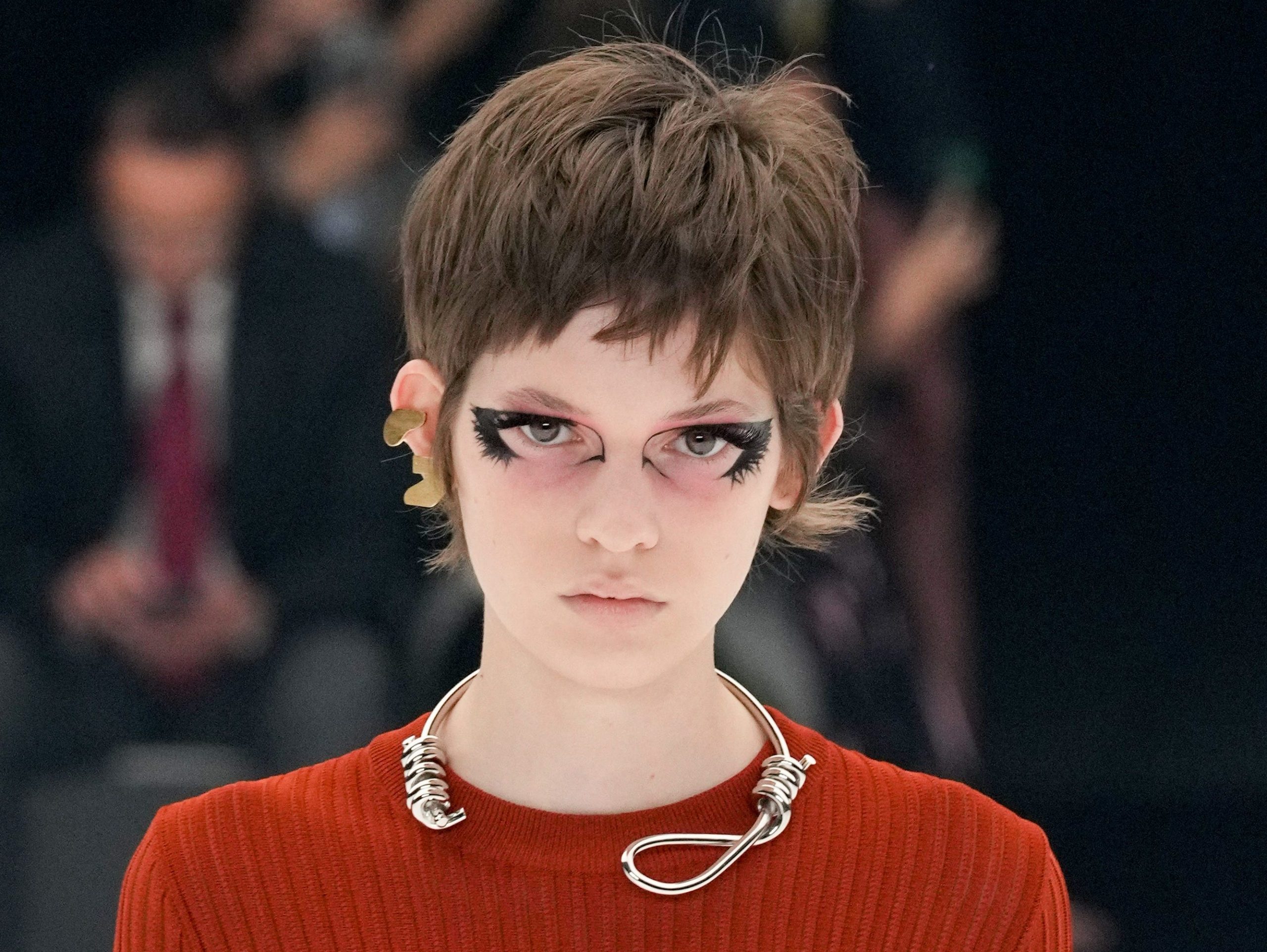 A model walks the runway during the Givenchy Womenswear Spring/Summer 2022 show as part of Paris Fashion Week.