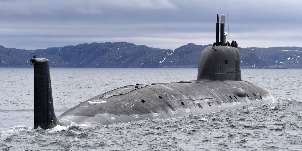 The Project 885 Yasen class Kazan nuclear submarine arrives at its permanent deployment base of the Russian Navy Northern Fleet in Severomorsk on Russia's Arctic coast
