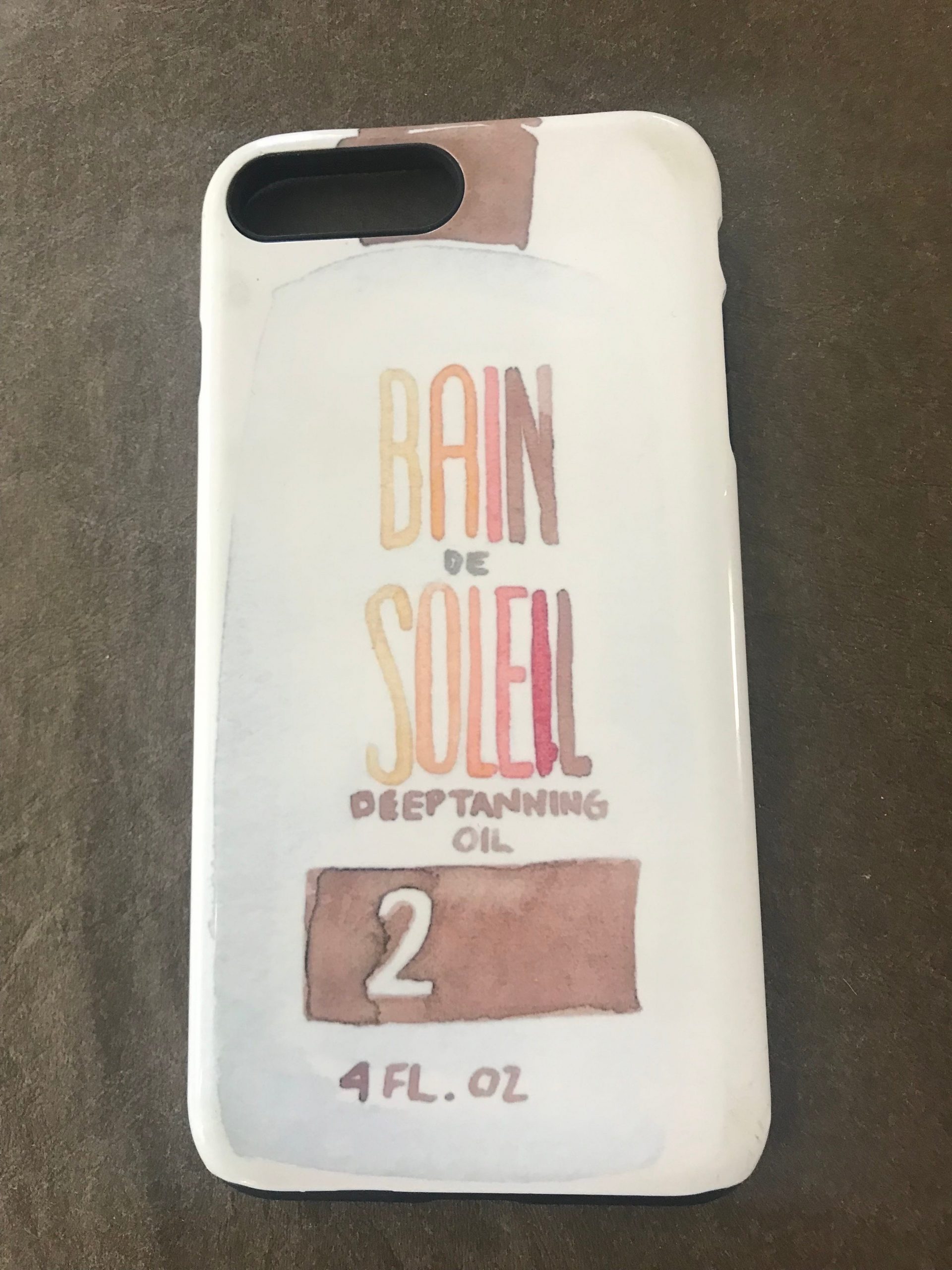 Sally Cohen-Alameno's phone case, a tribute to her favorite sunscreen brand