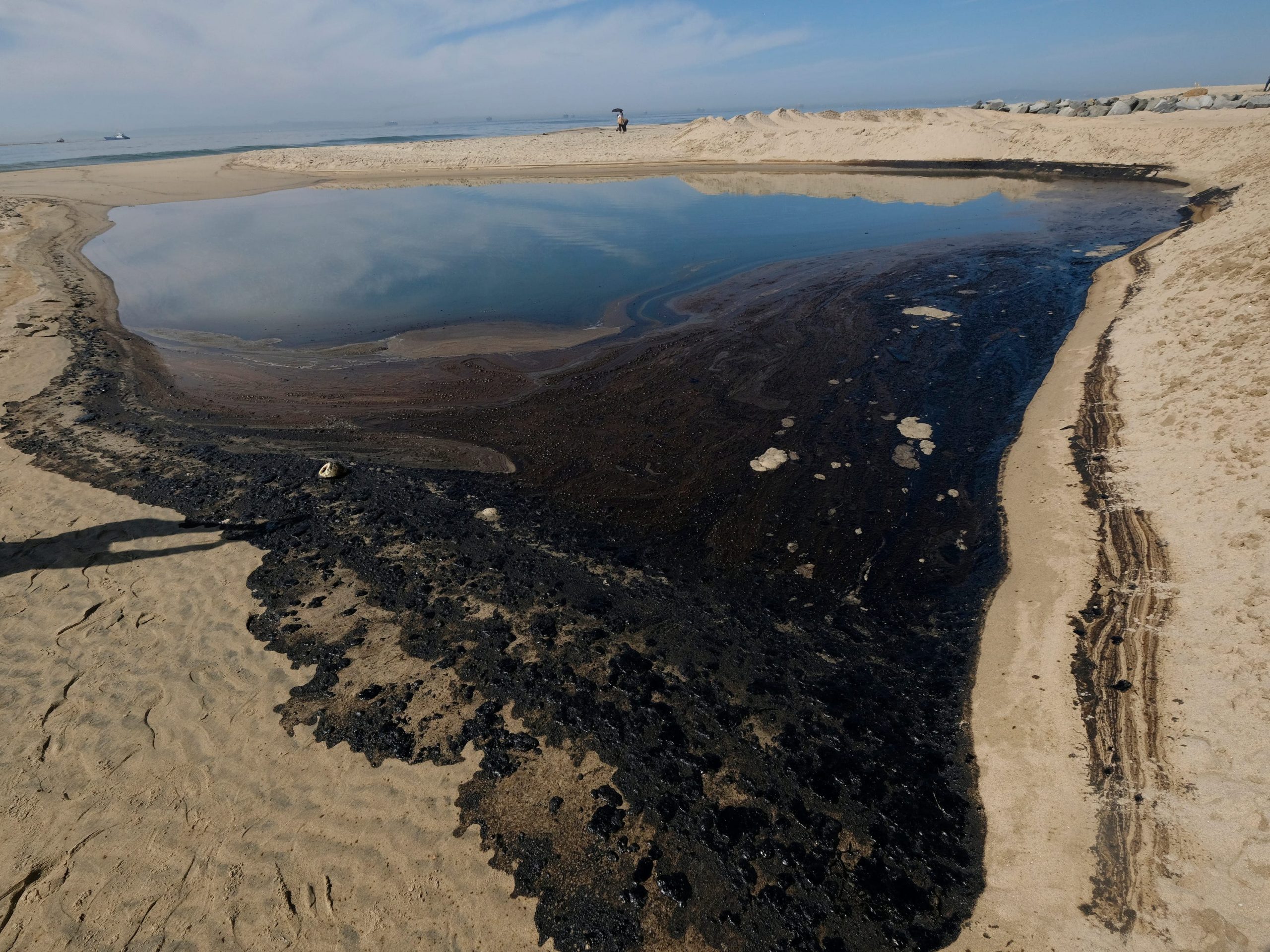 oil pond on beach