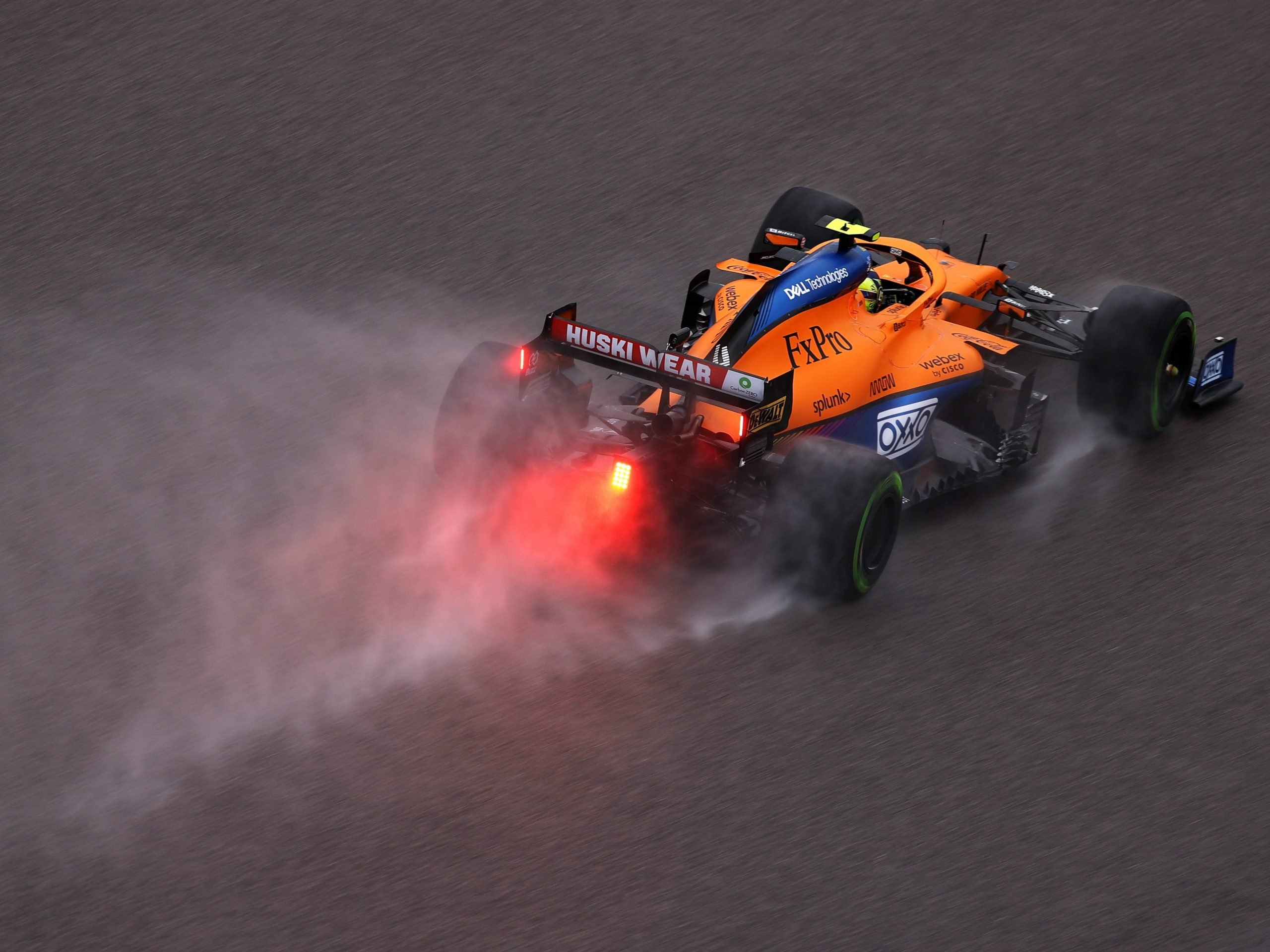 Lando Norris drives in the rain at the Russian Grand Prix