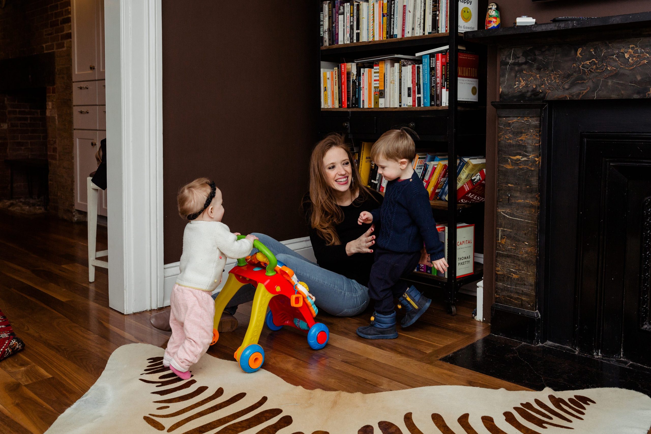 Maven CEO Kate Ryder plays with her children