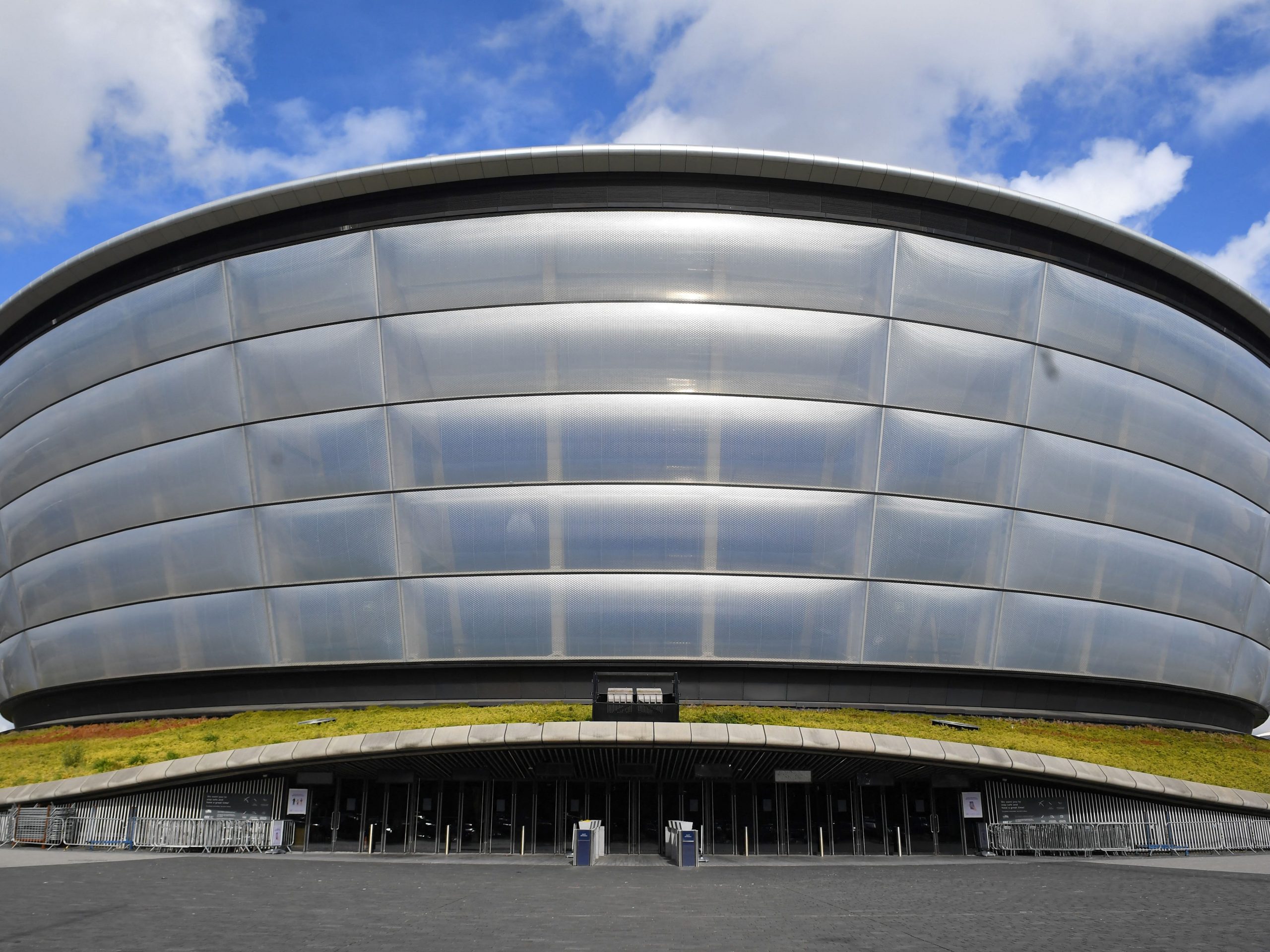 A picture taken on October 4, 2021 shows the SSE Hydro venue in Glasgow that will be hosting the COP26 UN Climate Summit in November.