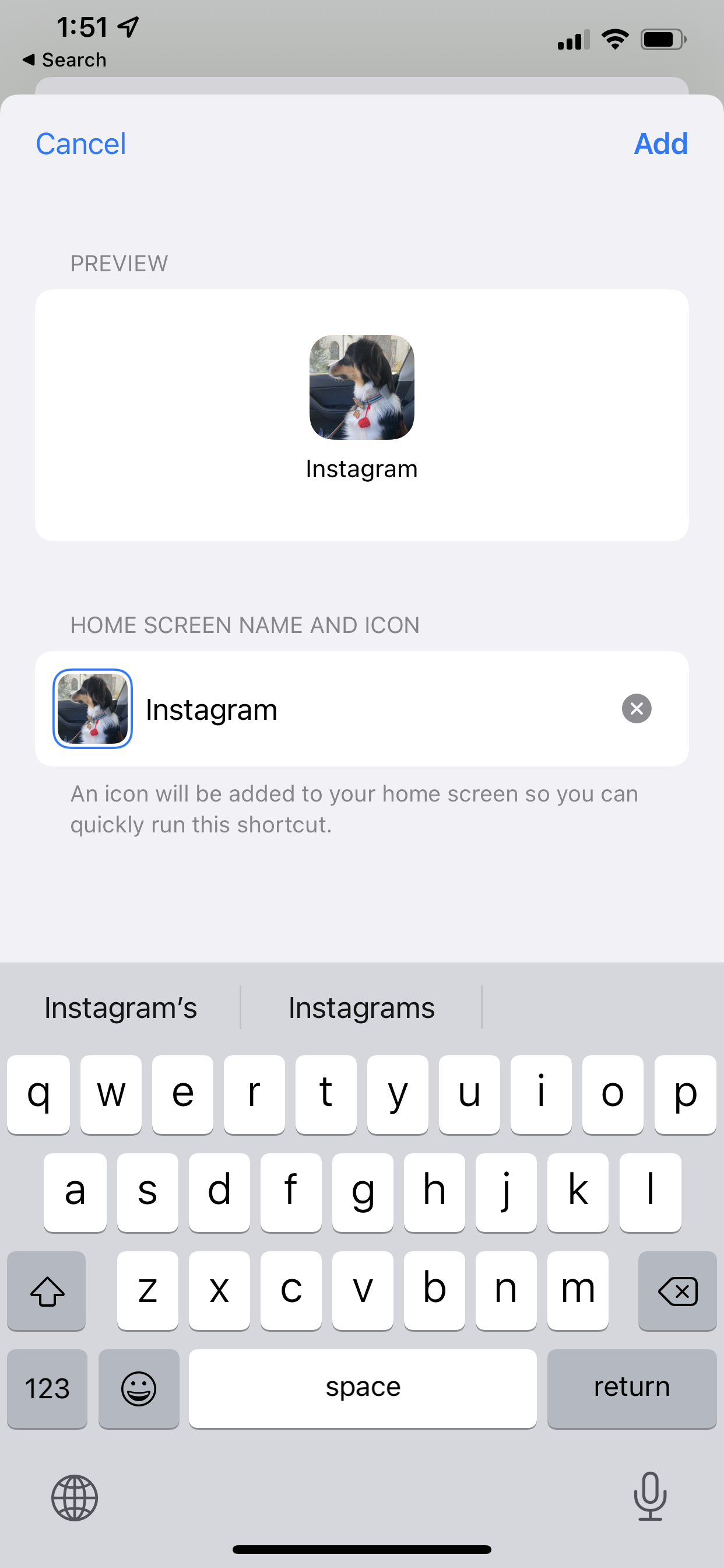 [how-to-change-instagram-icon1.png: / The Shortcut app in iOS.]