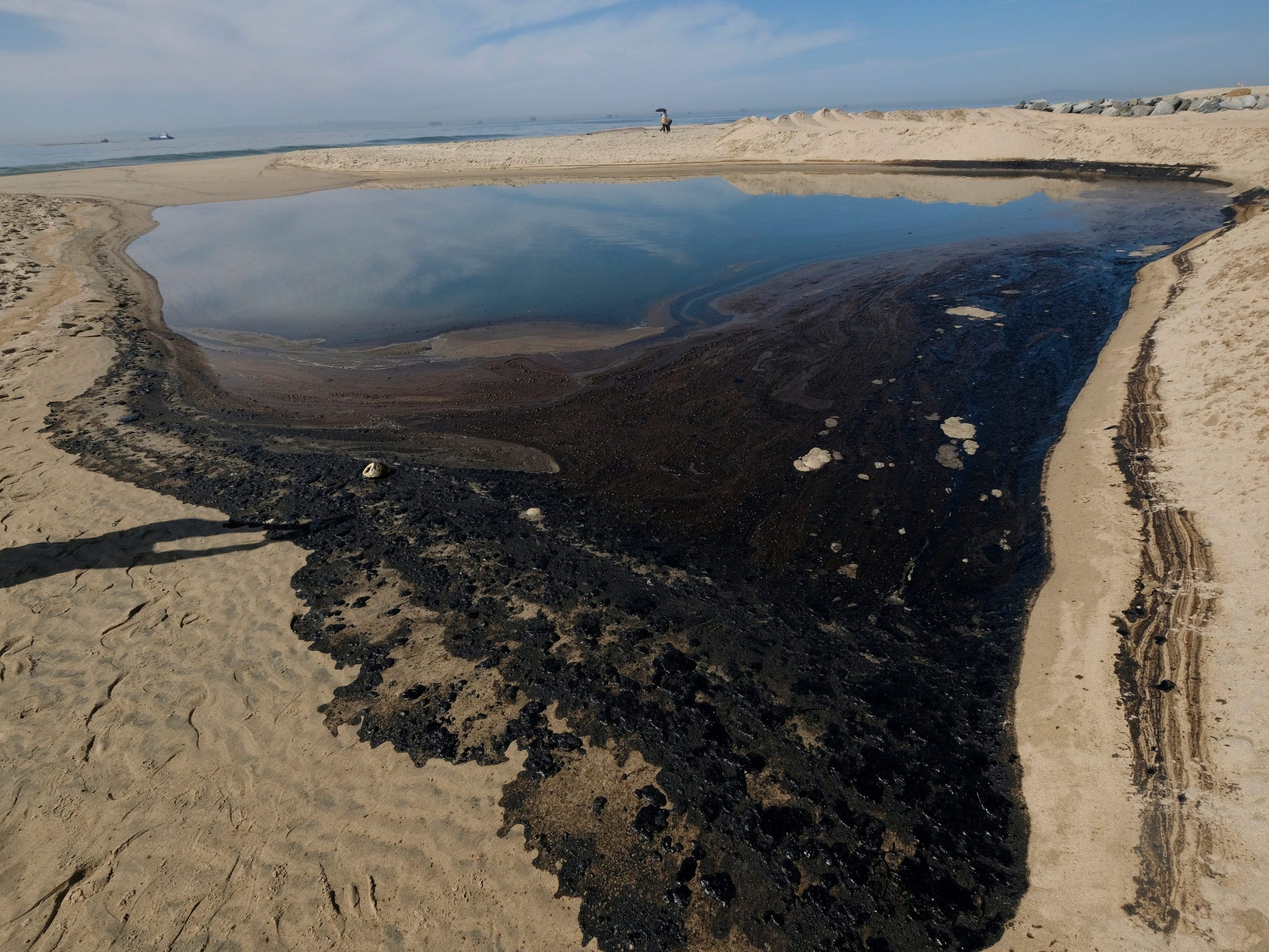 oil pond on beach