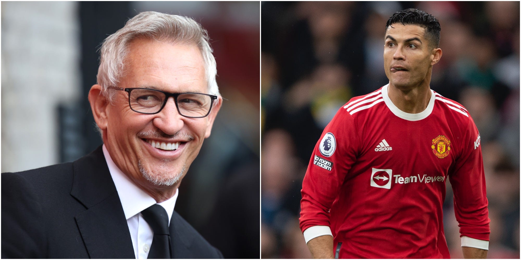 Gary Lineker; Cristiano Ronaldo in action for Manchester United
