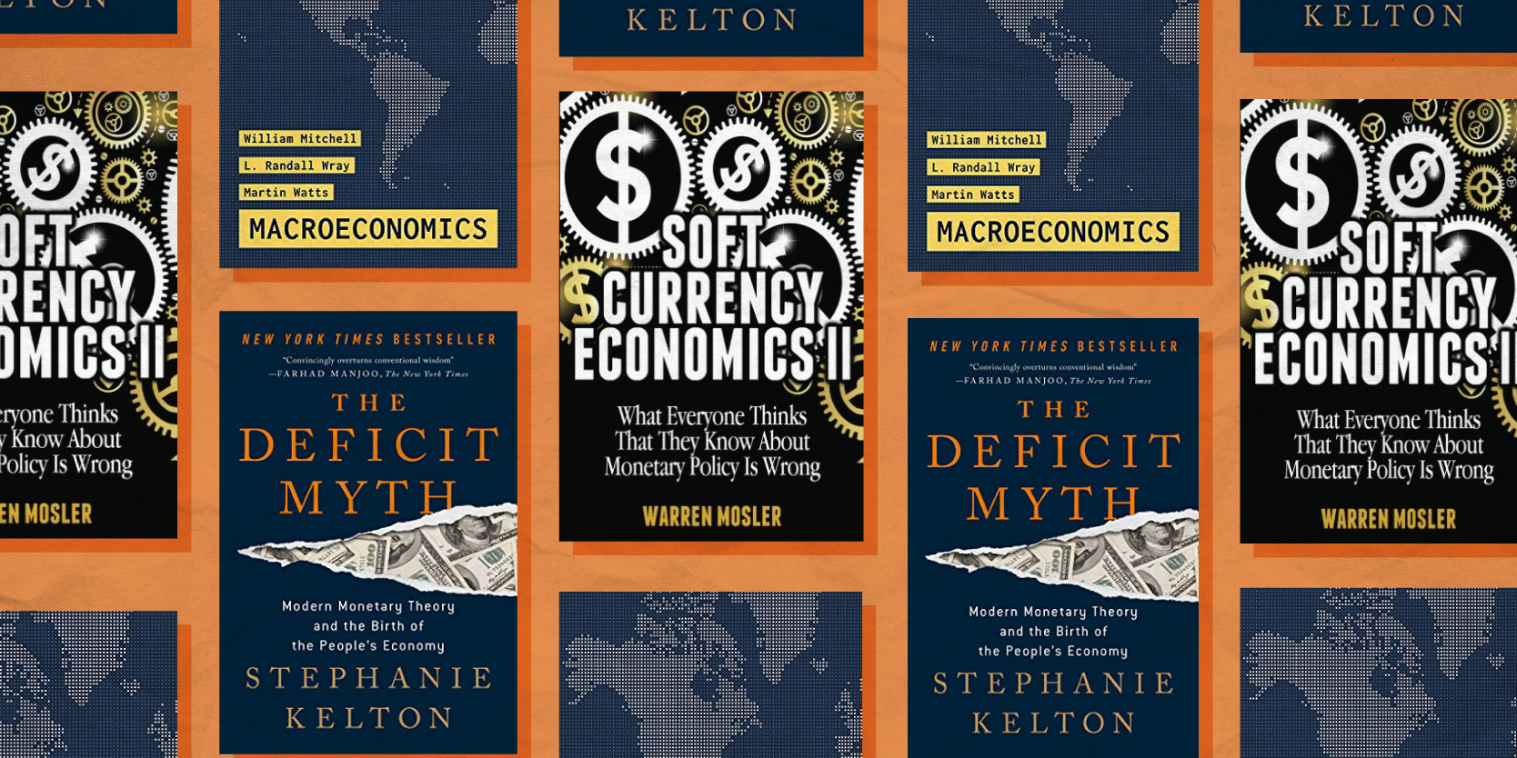 Collage of Modern Monetary Theory books