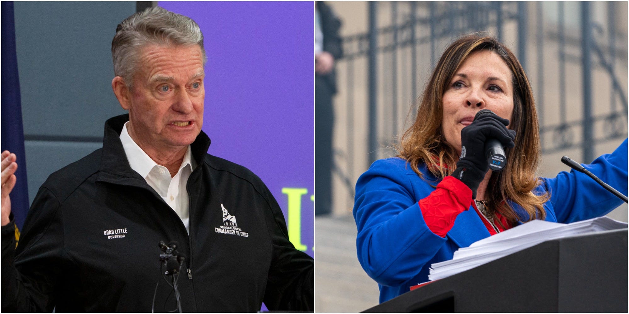 Idaho Gov. Brad Little, left, and Idaho Lieutenant Governor Janice McGeachin, right.