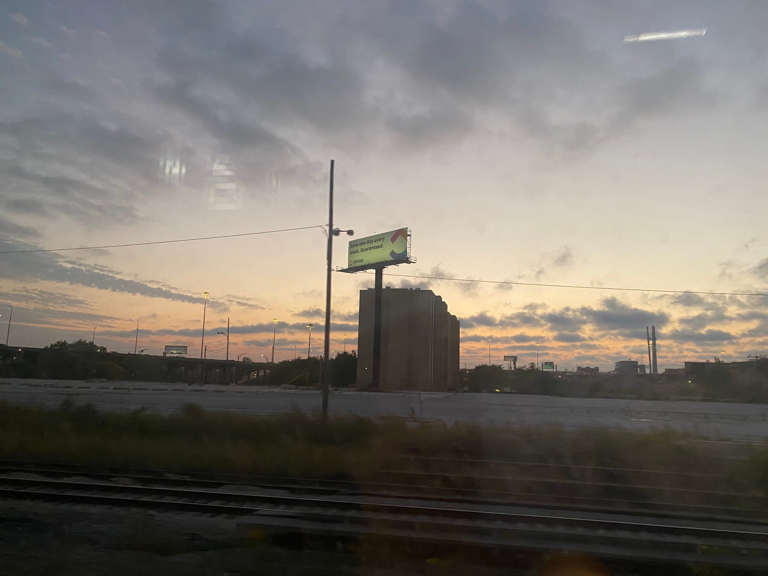 Train tracks and a sunrise