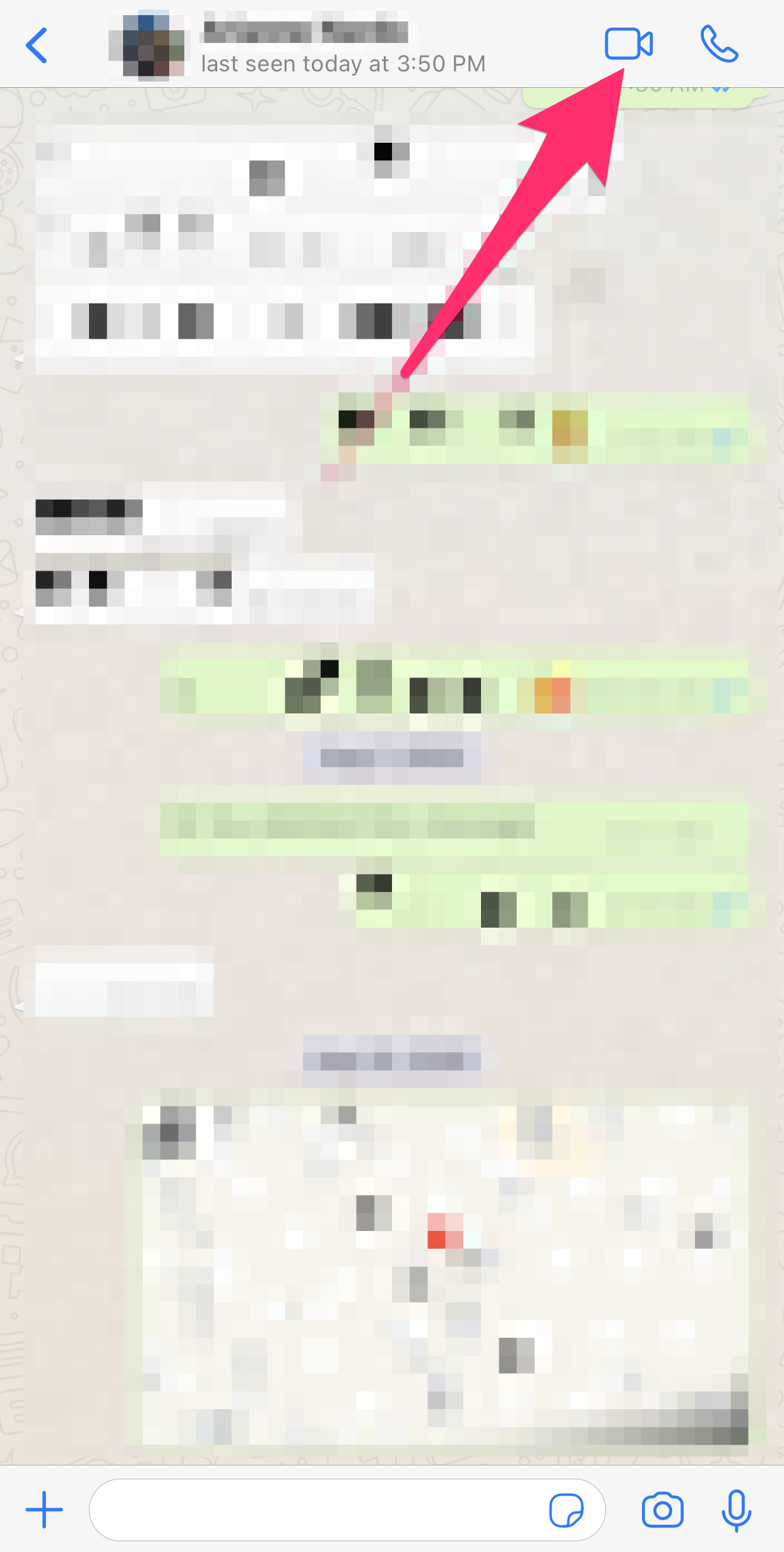 Screenshot of a chat in the WhatsApp Chat tab