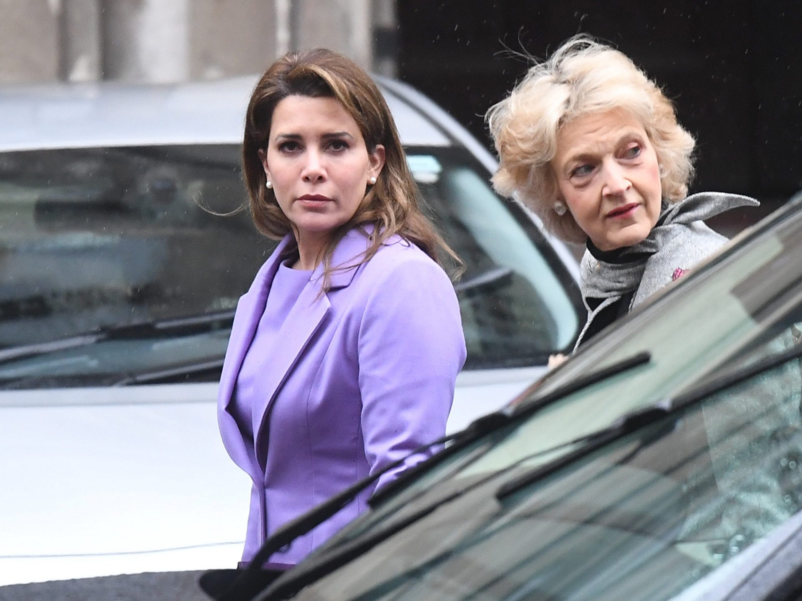 rincess Haya Bint al-Hussein arrives with her lawyer Baroness Fiona Shackleton at the High Court on February 28, 2020.