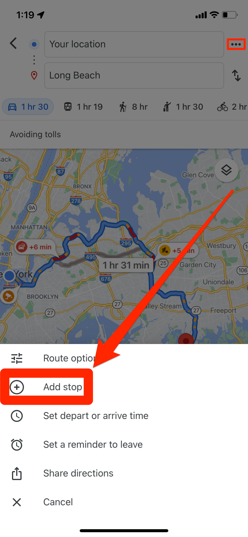 The navigation feature in the Google Maps iPhone app.