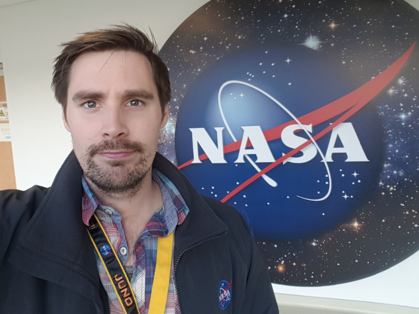 James O’Donoghue selfie in front of nasa symbol