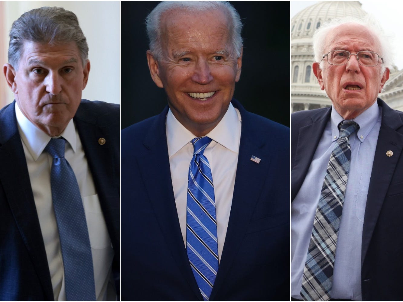 Sen. Joe Manchin, President Joe Biden, Sen. Bernie Sanders