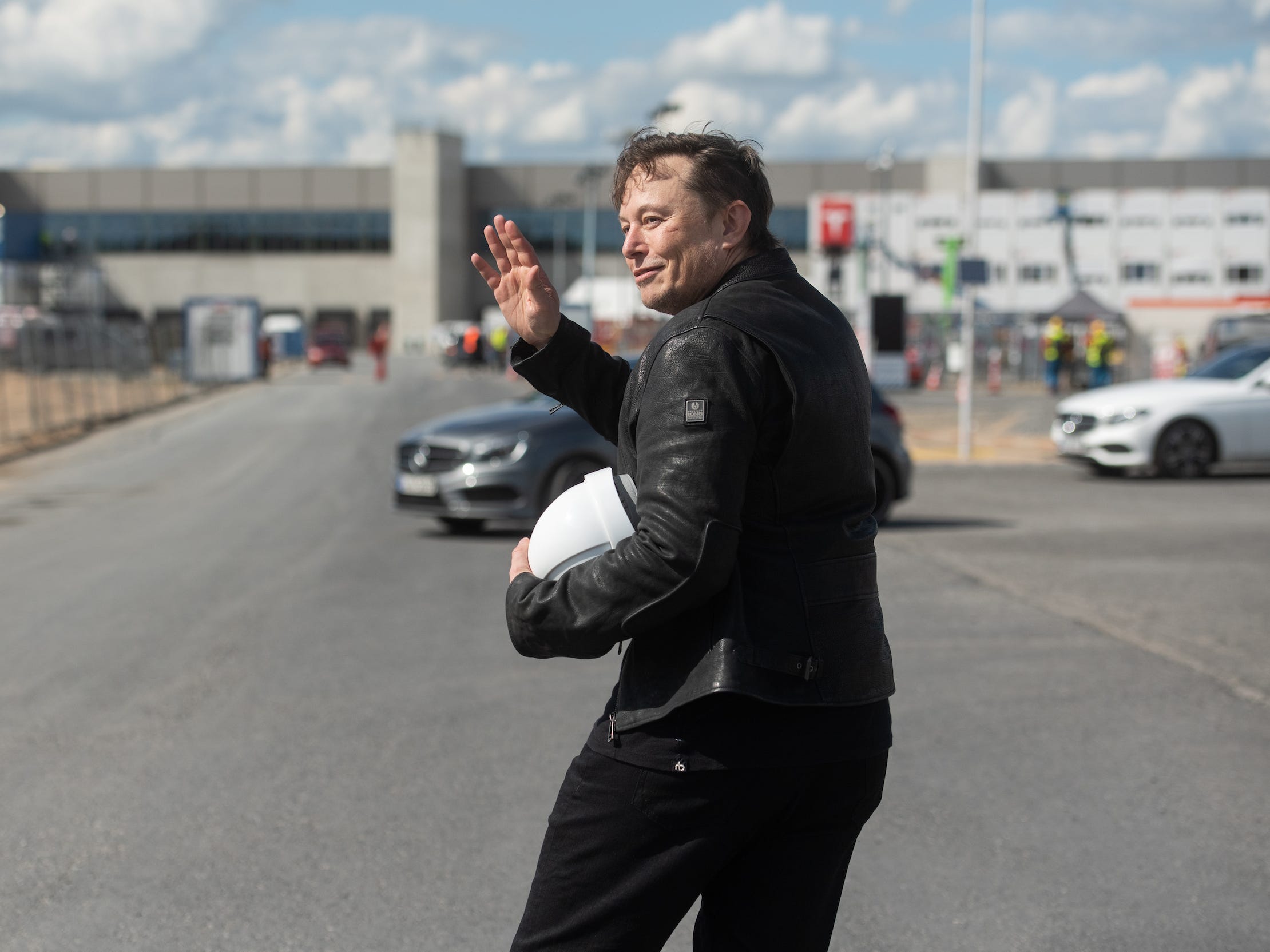 Tesla CEO Elon Musk visits the Gigafactory Berlin construction site on May 17, 2021.