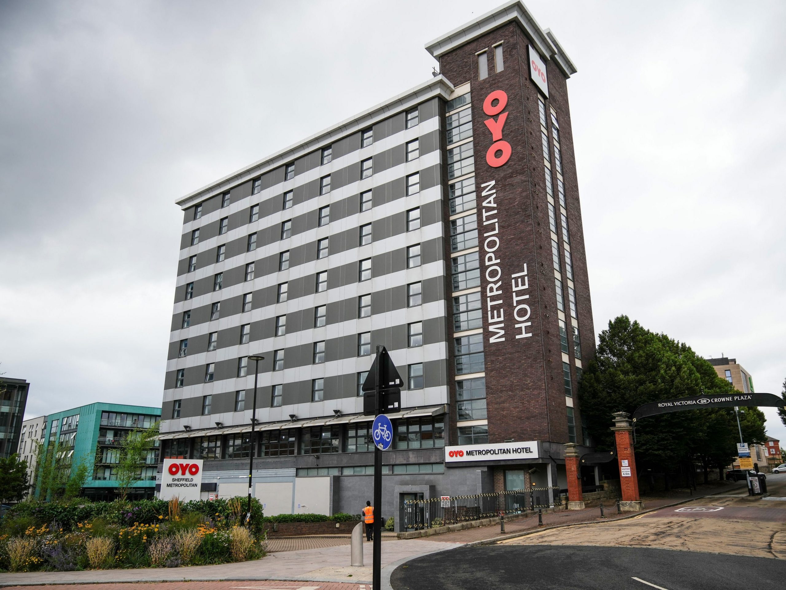 A general view of the OYO Metropolitan Hotel in Blonk Street, Sheffield, where a five year old Afghan refugee boy fell to his death from a window on August 19, 2021 in Sheffield, England. An Afghan boy, 5, has died after falling from a hotel window in Sheffield just five days after fleeing the Taliban in Afghanistan as a refugee.