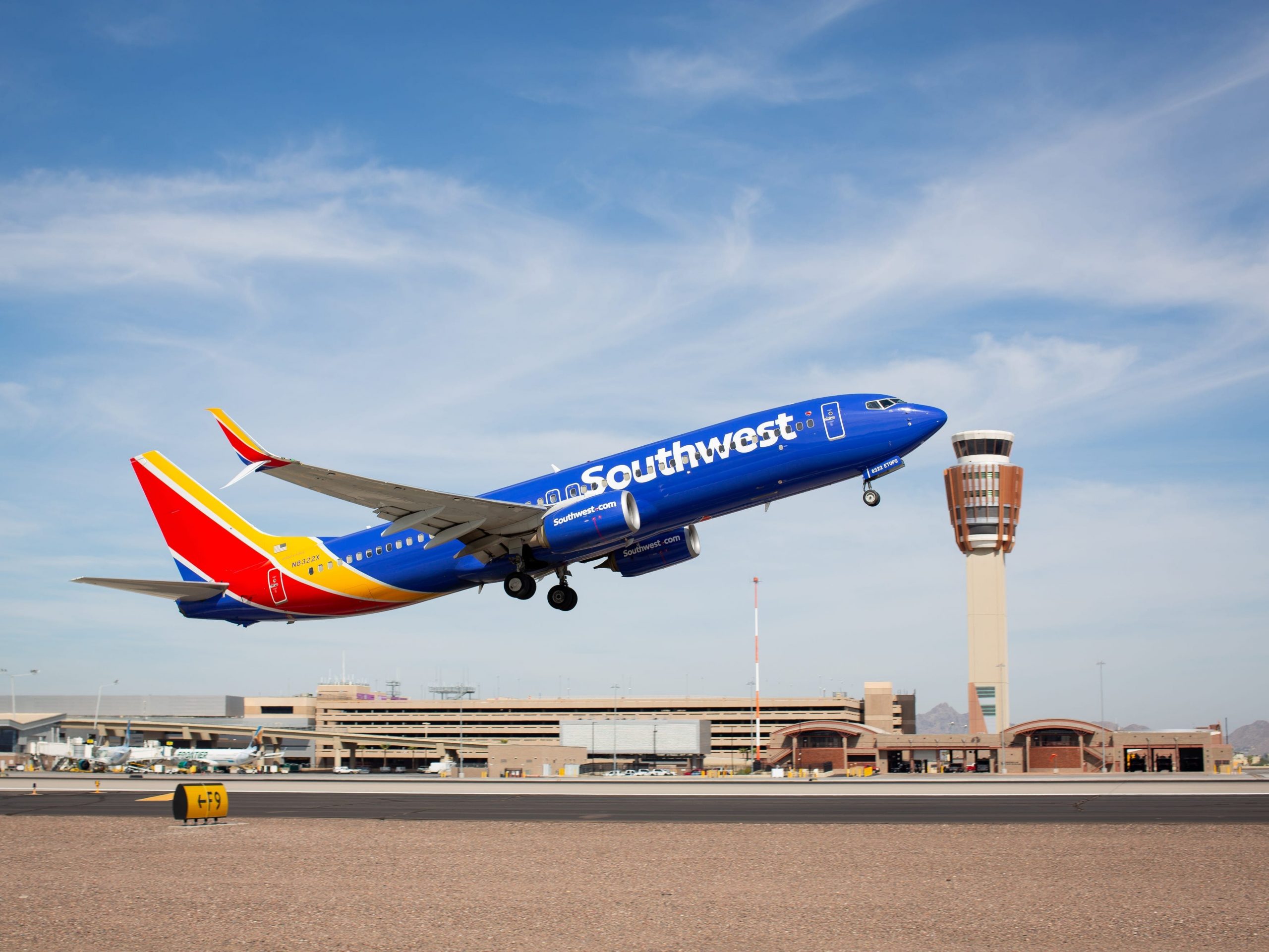 A Southwest Airlines plane takes off in Phoenix
