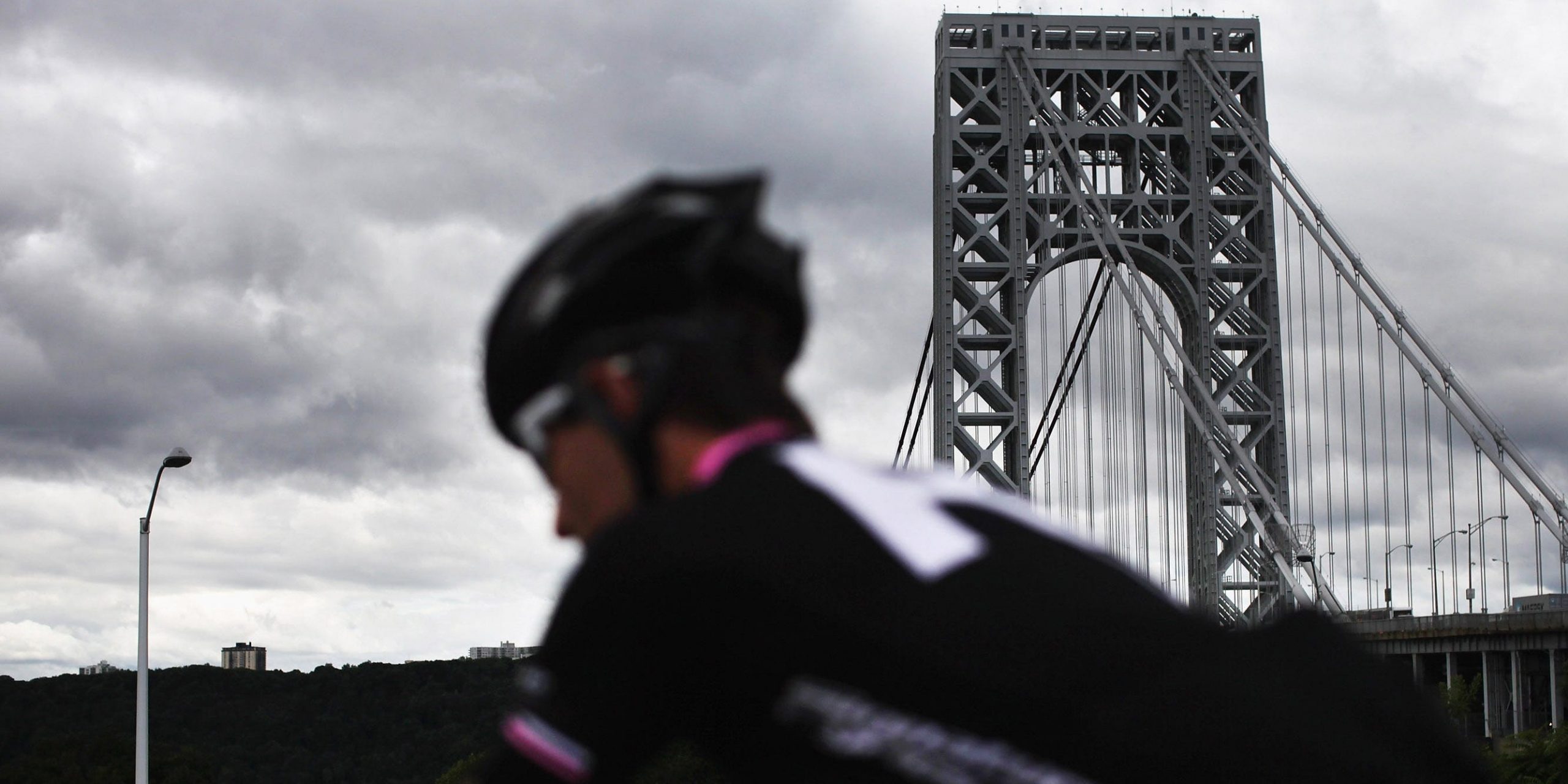 biker on george washington bridge