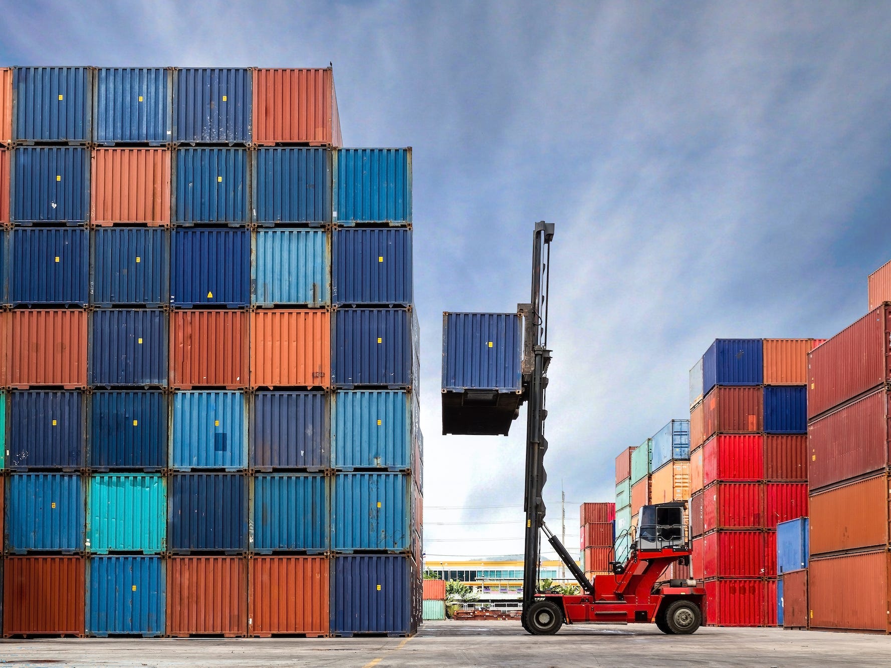 Shipping containers piled high