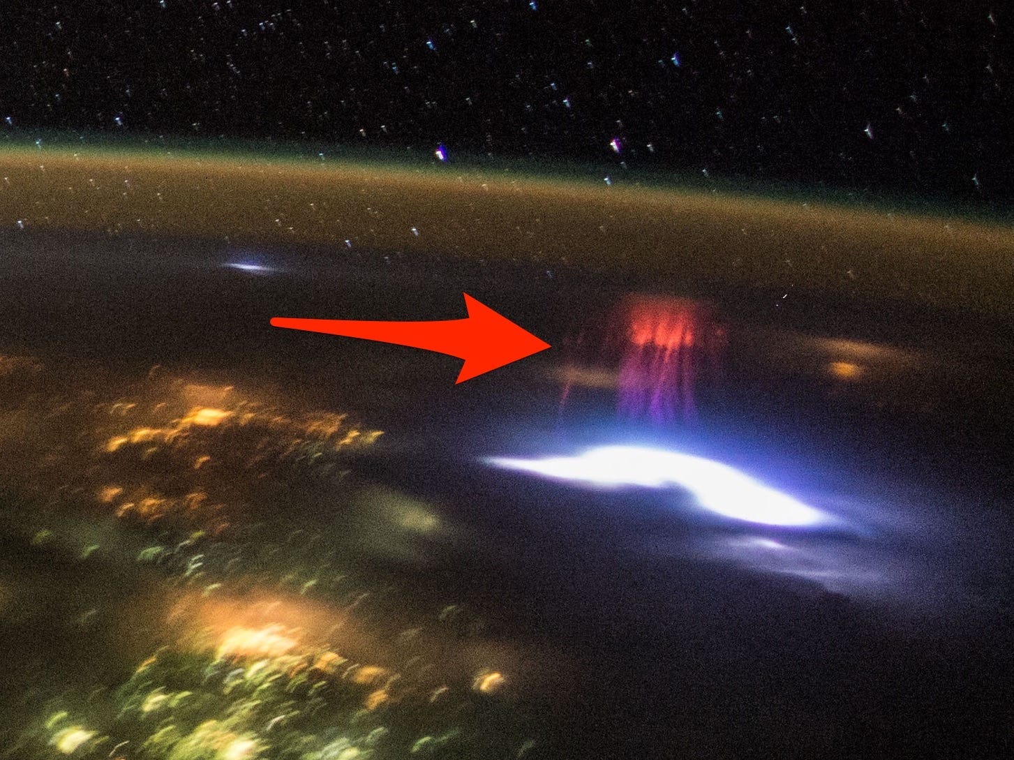 red sprite lightning storm space nasa 2