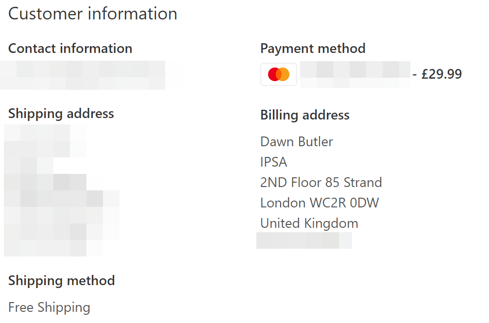 IPSA breach Order confirmation page