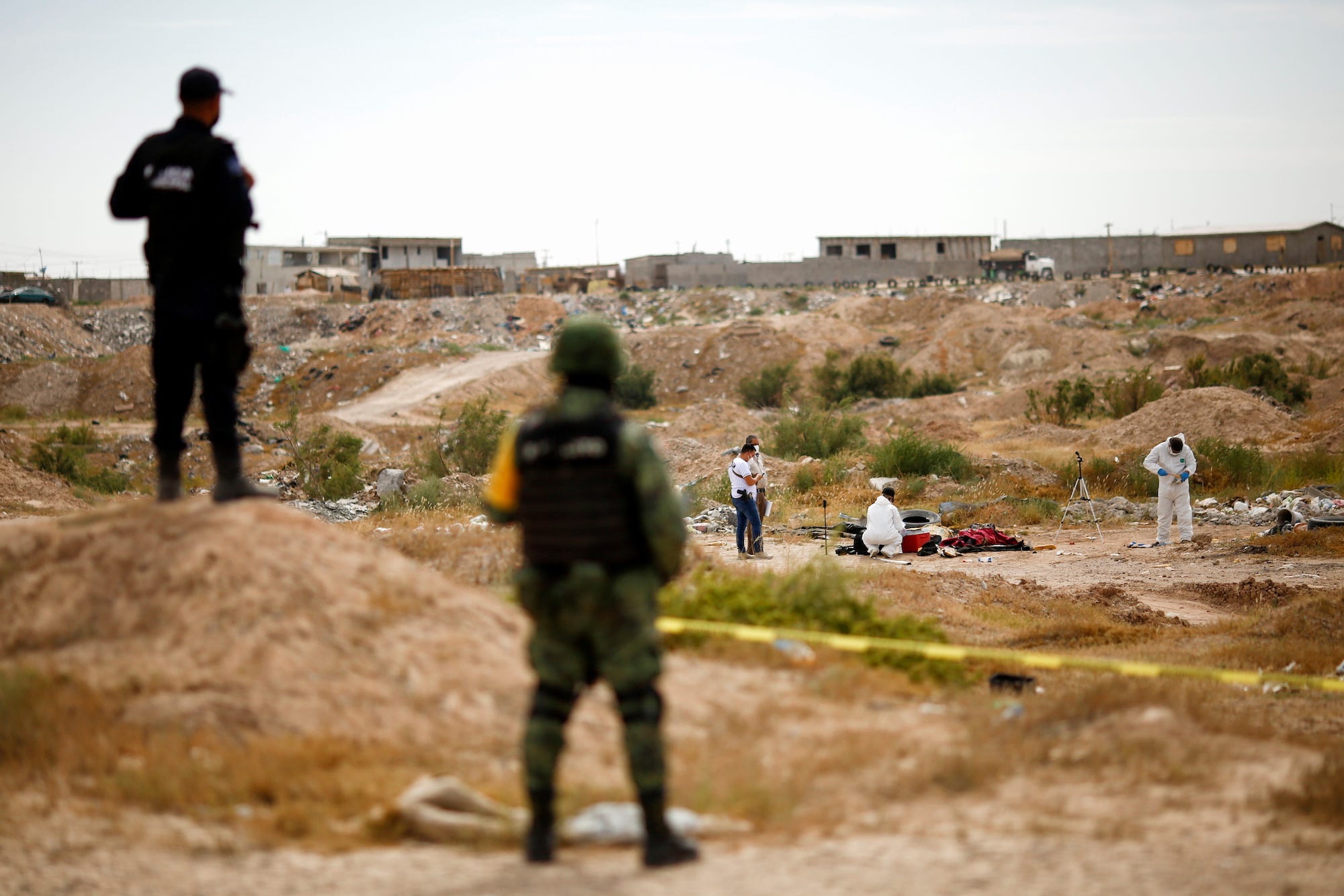 Homicide crime scene in Ciudad Juarez Mexico