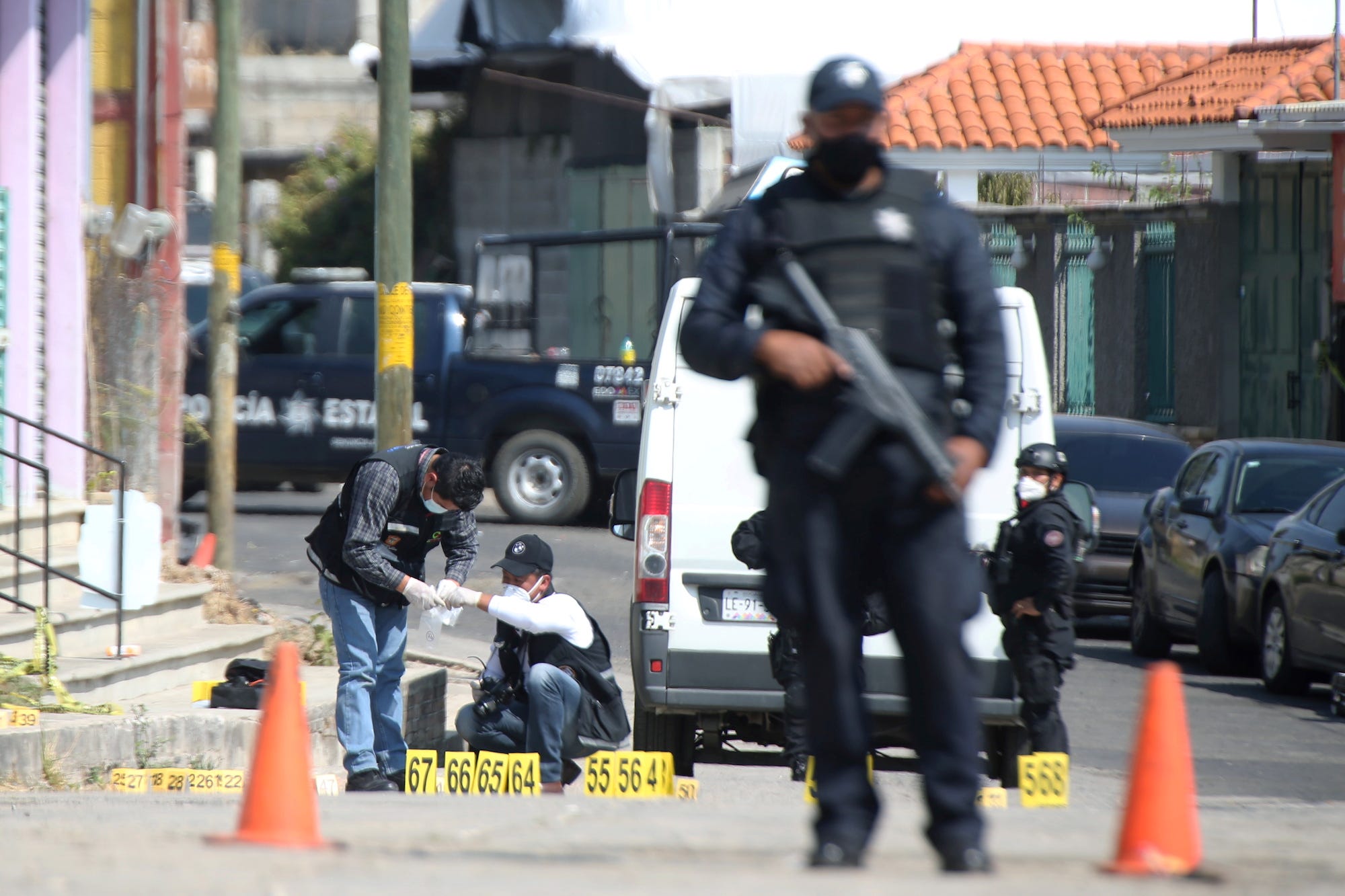 Police homicide crime scene in Mexico