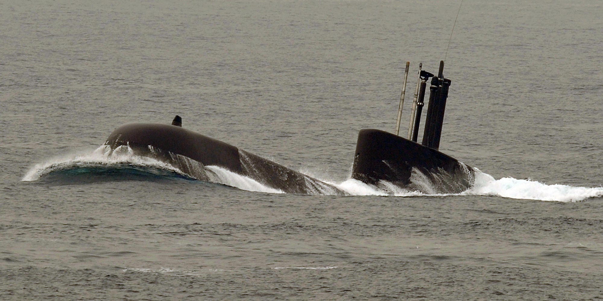 South Korean navy submarine surfacing