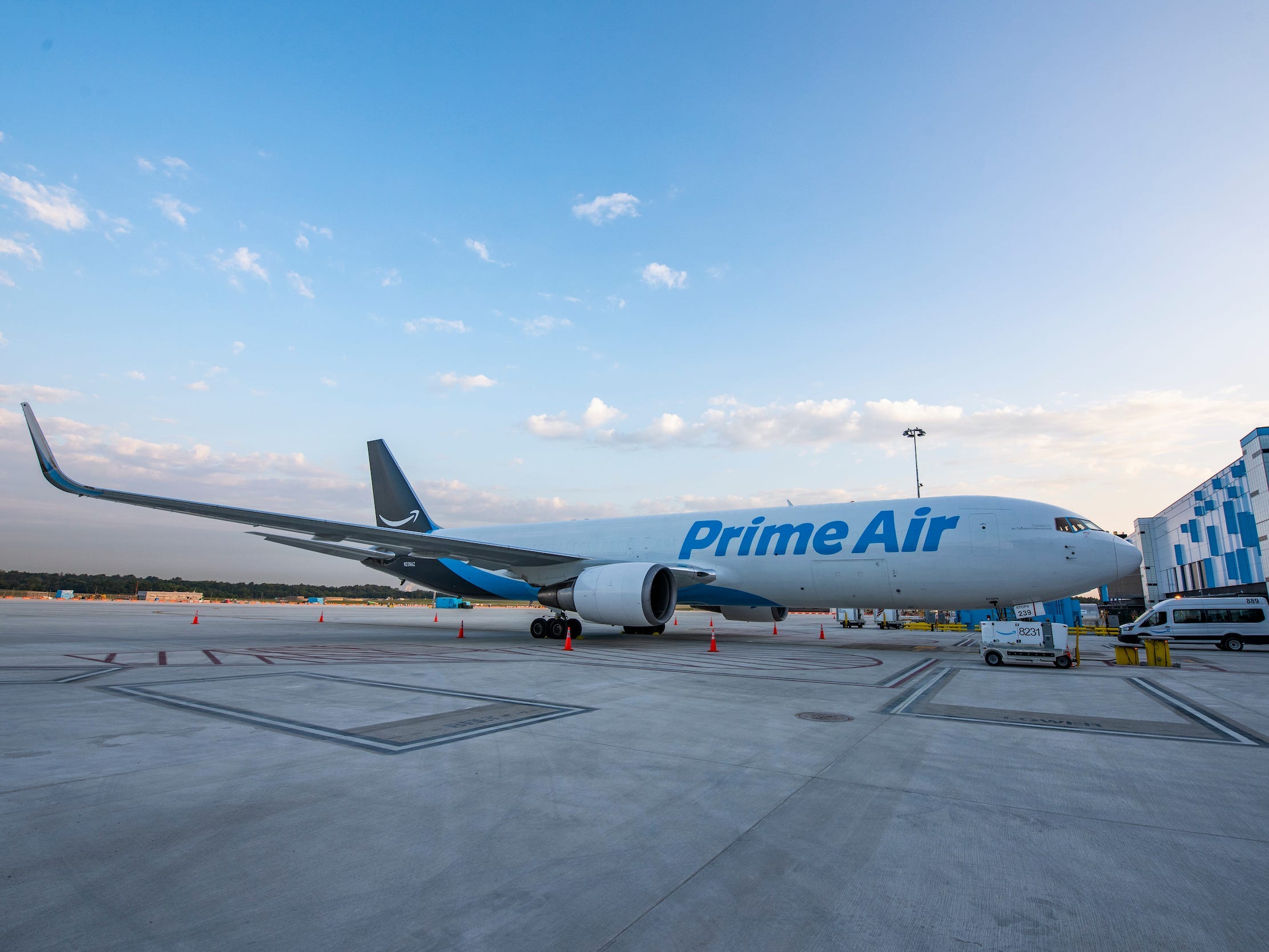 Amazon Prime Air plane parked at Kentucky hub