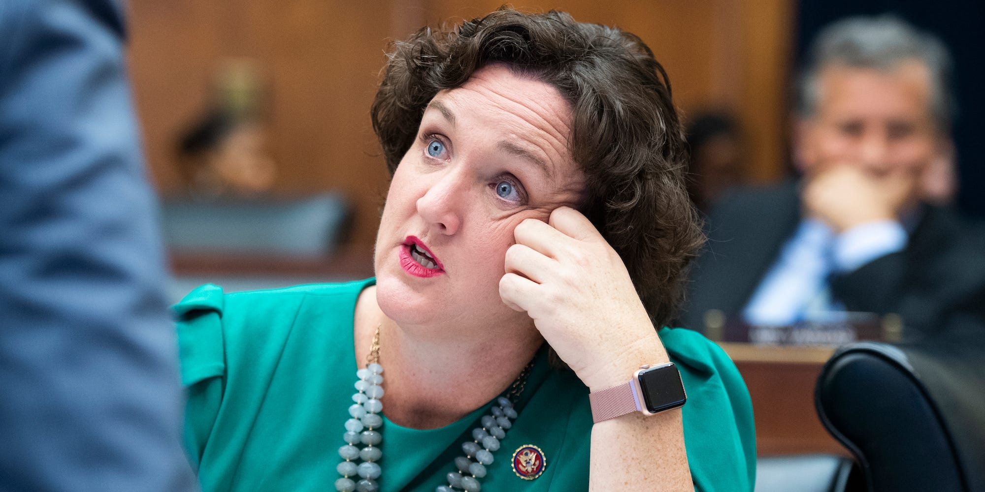 Democratic Rep. Katie Porter of California attends a House Financial Services Committee hearing in 2019.