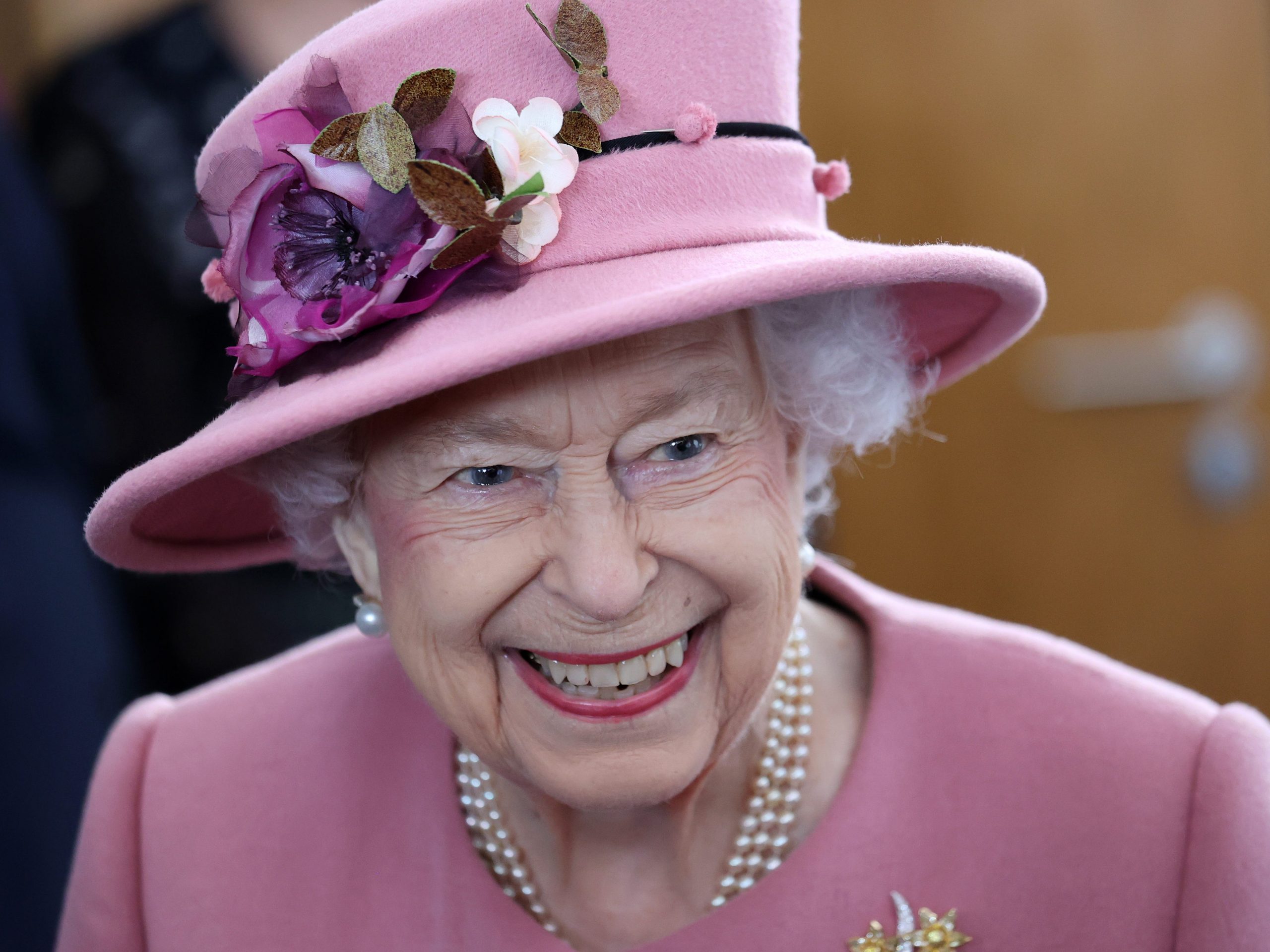 Queen Elizabeth II attends the opening ceremony of the sixth session of the Senedd at The Senedd on October 14, 2021 in Cardiff, Wales.