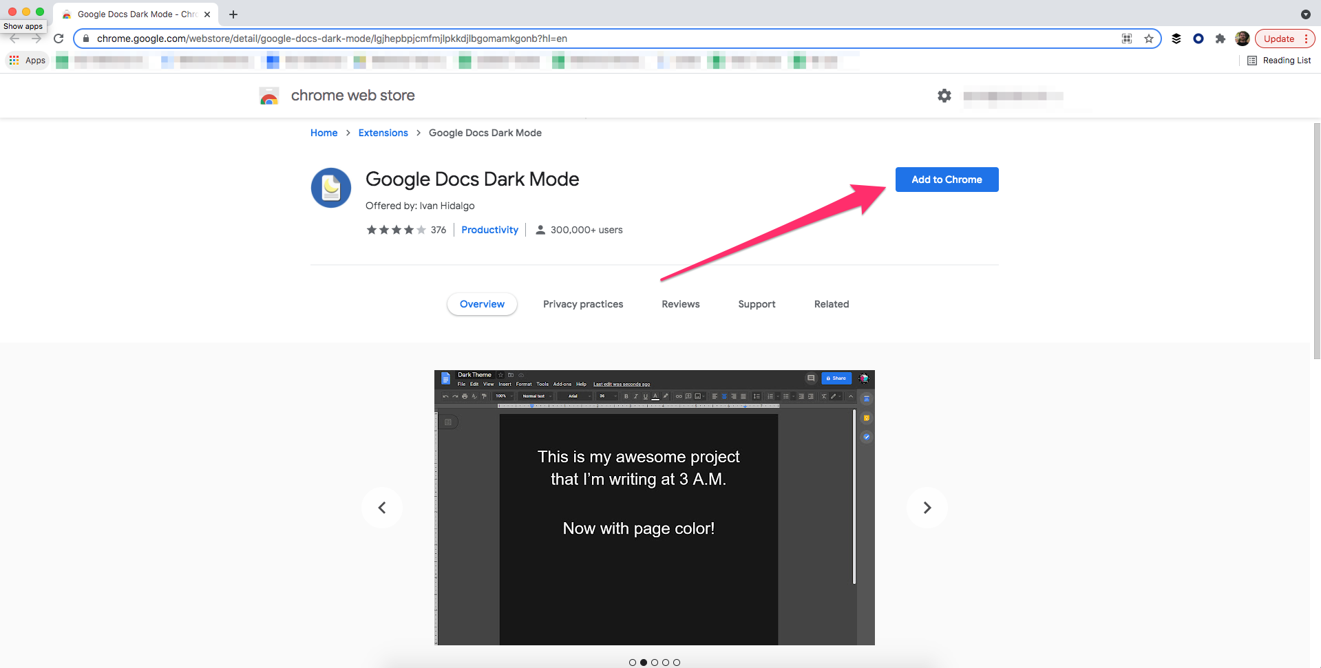 google docs dark mode extension